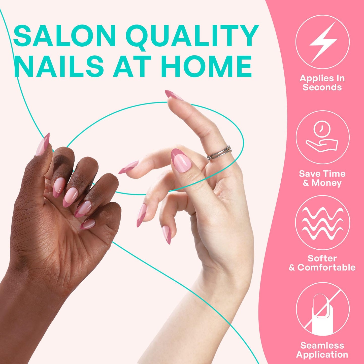 Dusty Rose Press on Nails Short Almond - GJZEZ Soft Gel Spring French Tip Fake Nail Press Ons Gifts for Women, Salon Quality Natural Fit Cute Reusable Faux Nails | 16 Sizes - 32 Pcs, Taffy Deep Pink