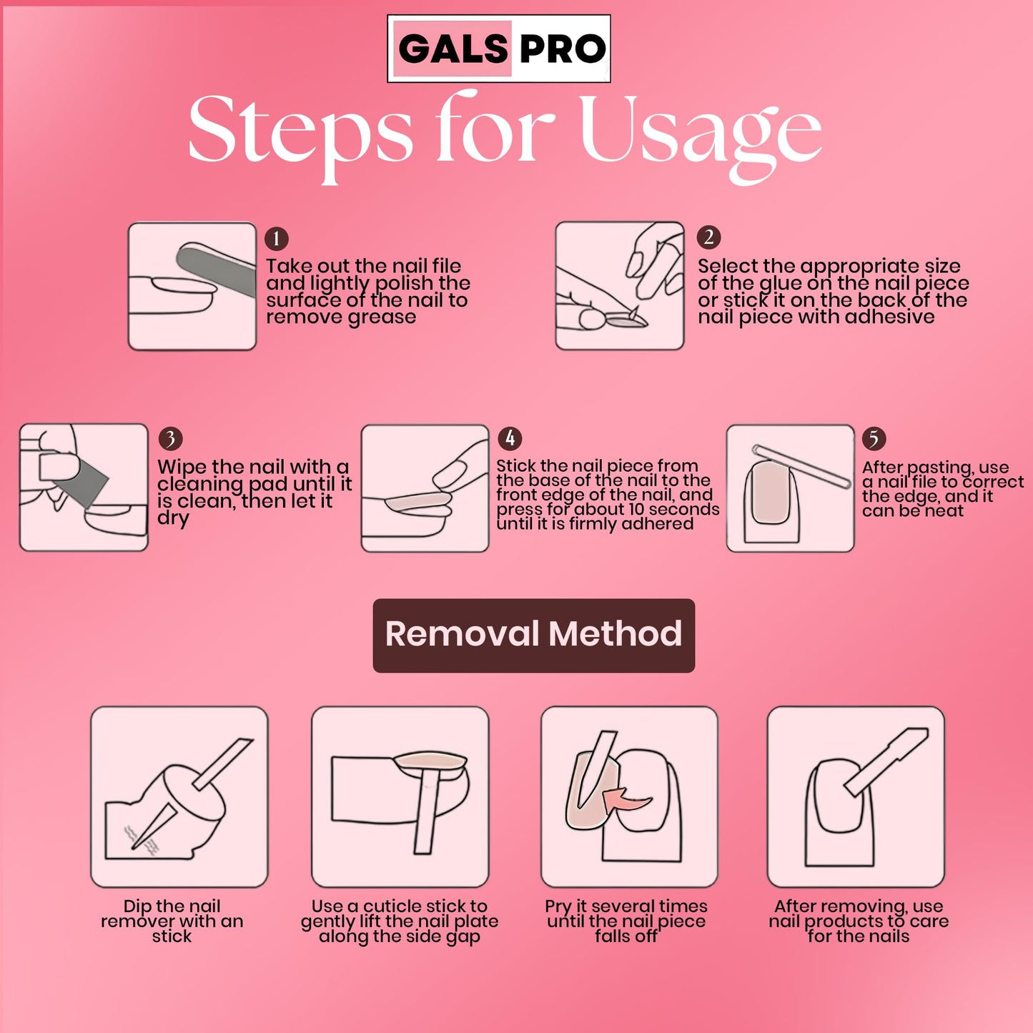 GALSPRO Short Press on Nails - Set of 24 Fake Nails with Designs in 12 Different Sizes for Perfect Fit, Cute False Nails Kit for Women with 0.07oz Nail Glue (NAILCRAFT SQUARE SHAPE, Short)