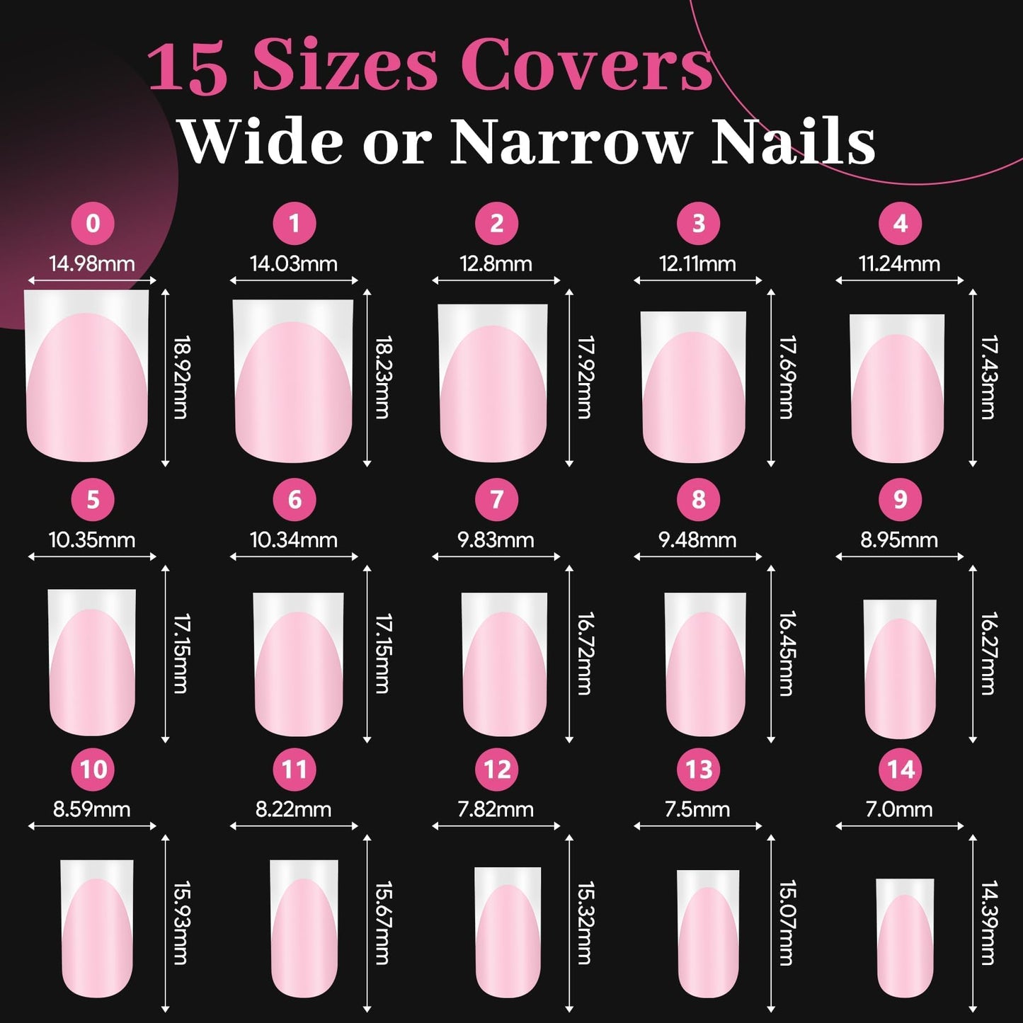 60Pcs Light Pink French Tip Press on Nails & Press on Toenails Set, Square Fake Nails Kit with Nail Glue, 15 Sizes Acrylic Full Cover Toe Nail Press Ons Stick on Nails for Women DIY Home Manicure