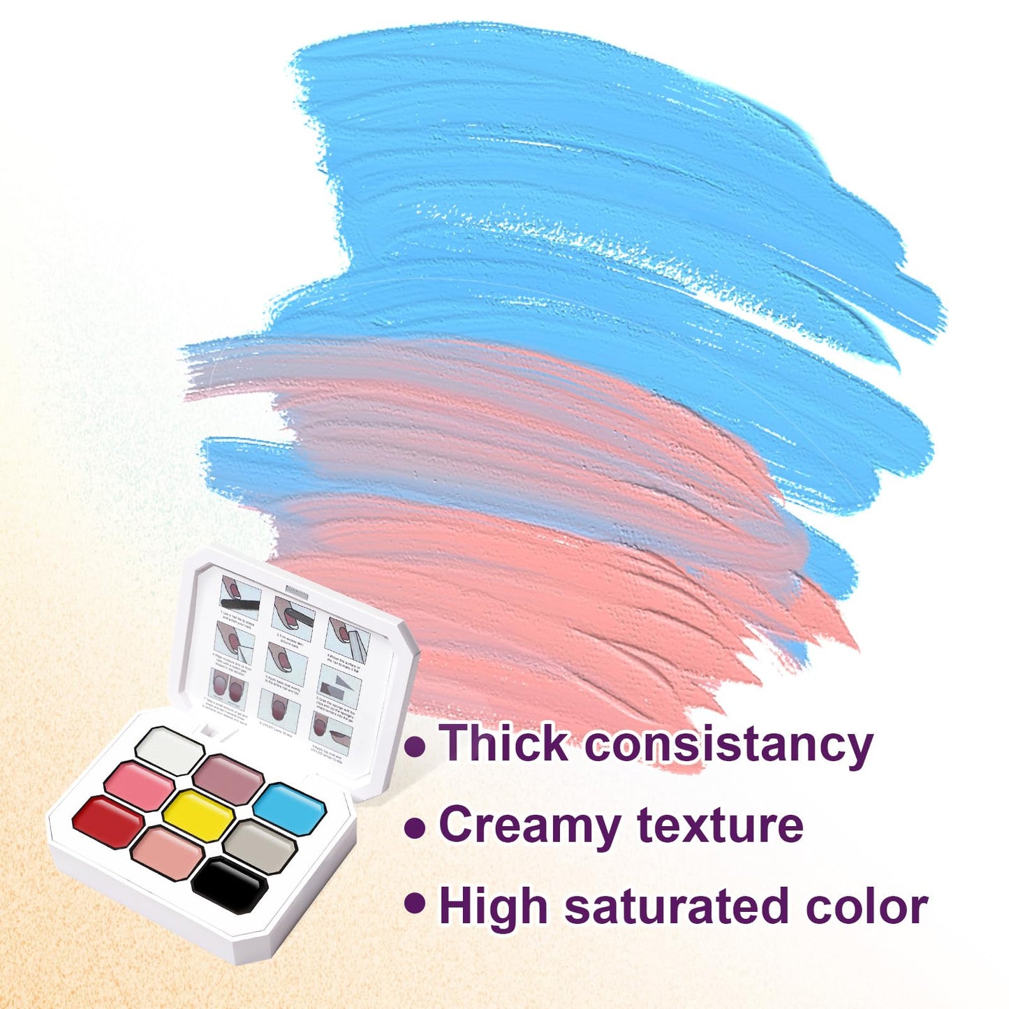 U-Shinein Gradient Painting Gel, 9 Colors Ombre Gel 3D Sculpture Effect Black&White Nude Pink Sponging for Pigment Pat Aura Nails French Manicure Soak Off UV Artistic Inspiration