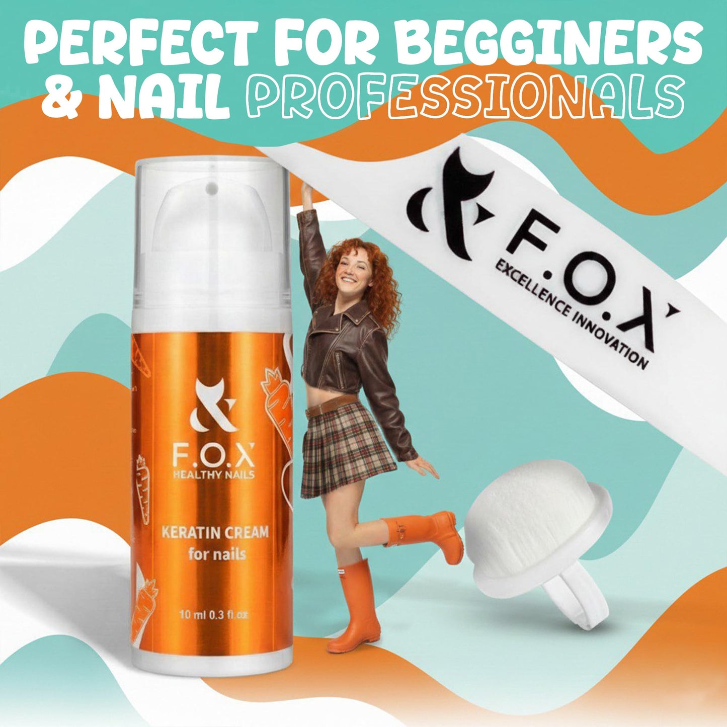 F.O.X Keratin Nail Care Kit – Professional Nail Strengthener & Shine System | Restores Natural Nail Smoothness & Gloss | Manicure Kit with Keratin Cream, Air Powder & Tools