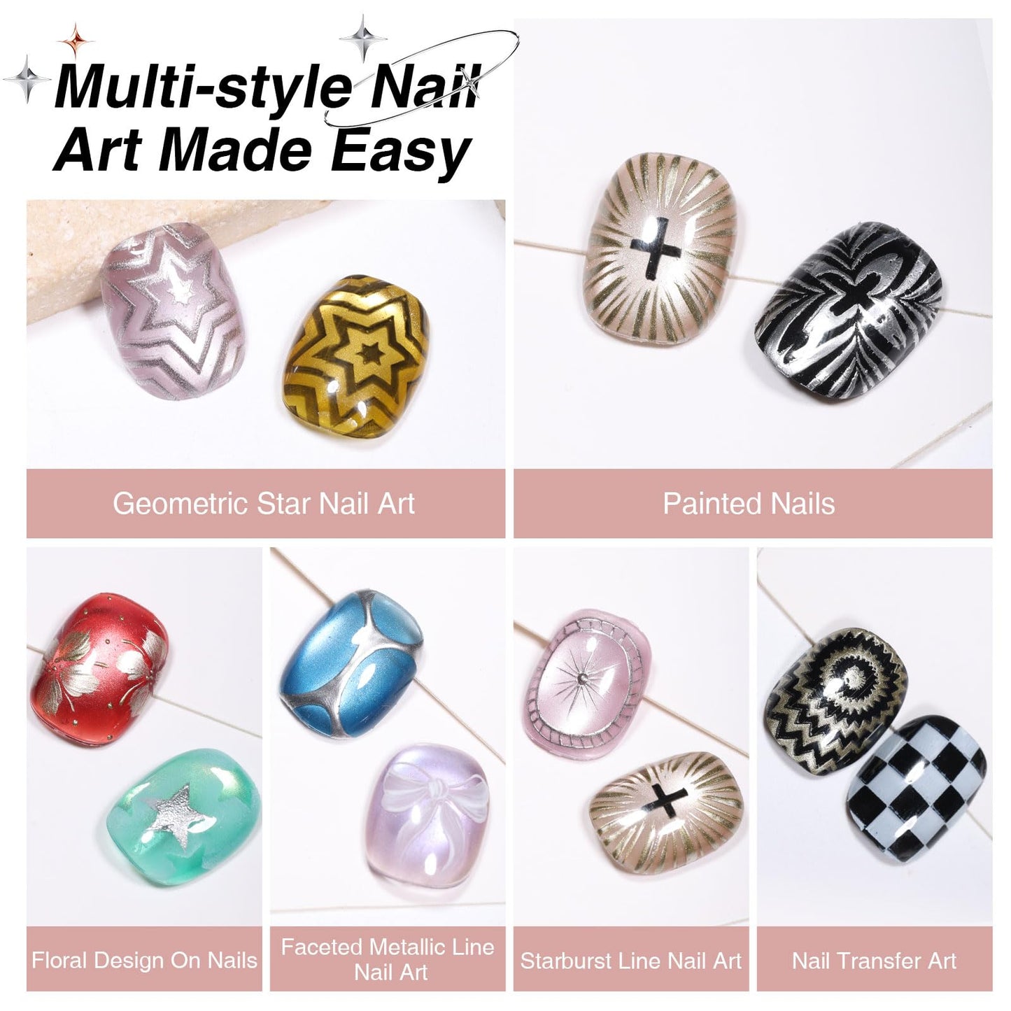 GELLAKTIK Metallic Gel Nail Polish Set, 2Pcs Silver & Rose Gold Chrome Painting Gel, Stamping Gel Polish with Nail Art Stamp Plate & Stamper Scraper Kit, DIY Home and Salon Use for Women