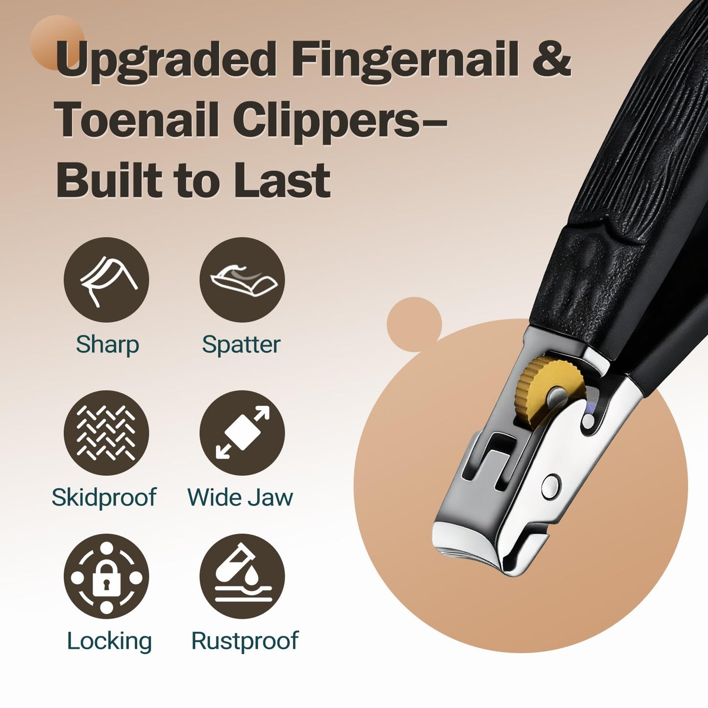 Sharp Toenail and Nail Clippers for Seniors – Heavy Duty for Thick Toenails & Fingernails, Wide Jaw, Anti-Slip Grip, Safety Lock & Splash Guard for Men, Women & Kids