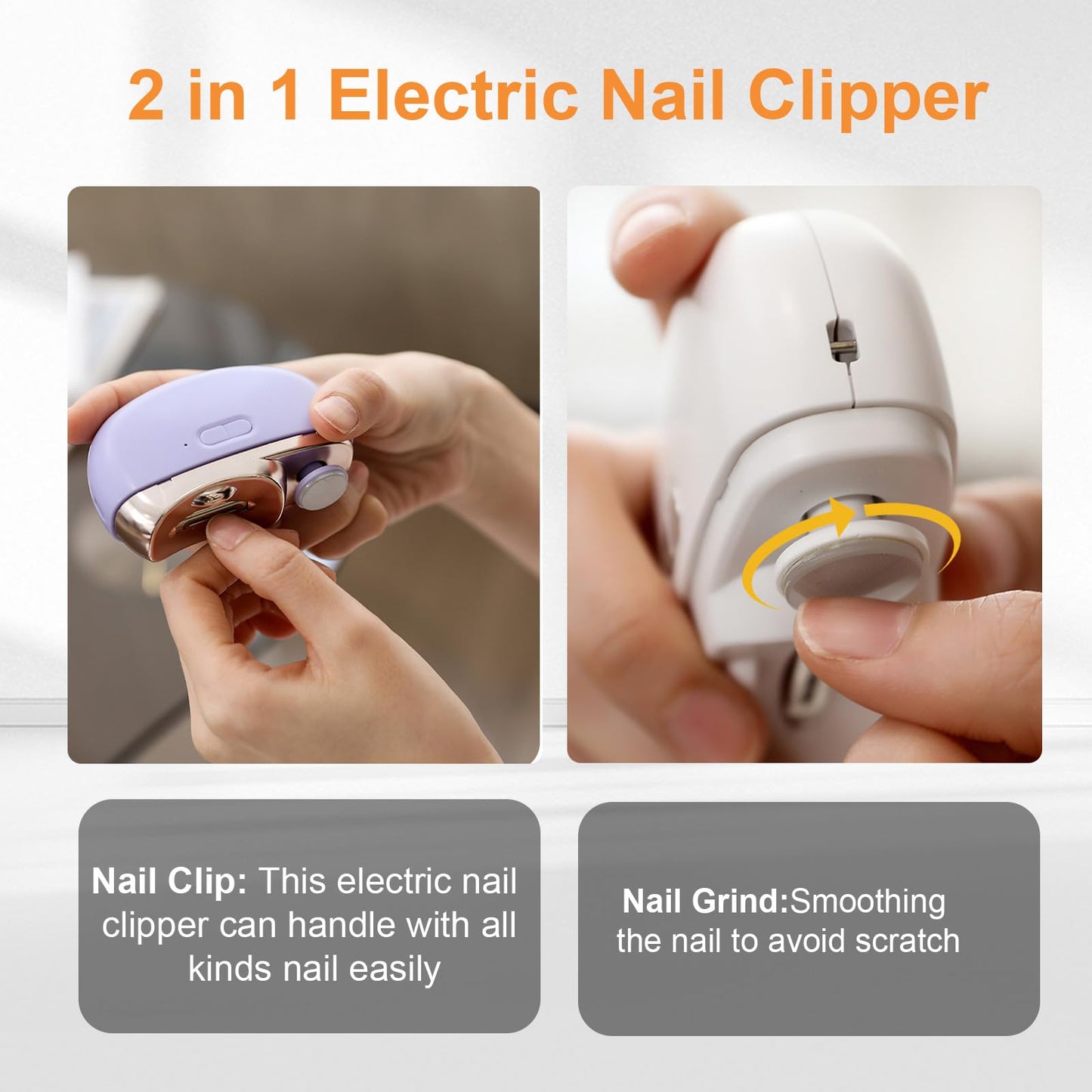 Electric Nail Clipper,Electric Nail Trimmer,2026 Upgraded 3 in 1 Automatic Electric Nail Clippers for Seniors,Baby and Adults,Polishing Clipper with LED Light,Suitable for Fingernail Toenails(Pink)