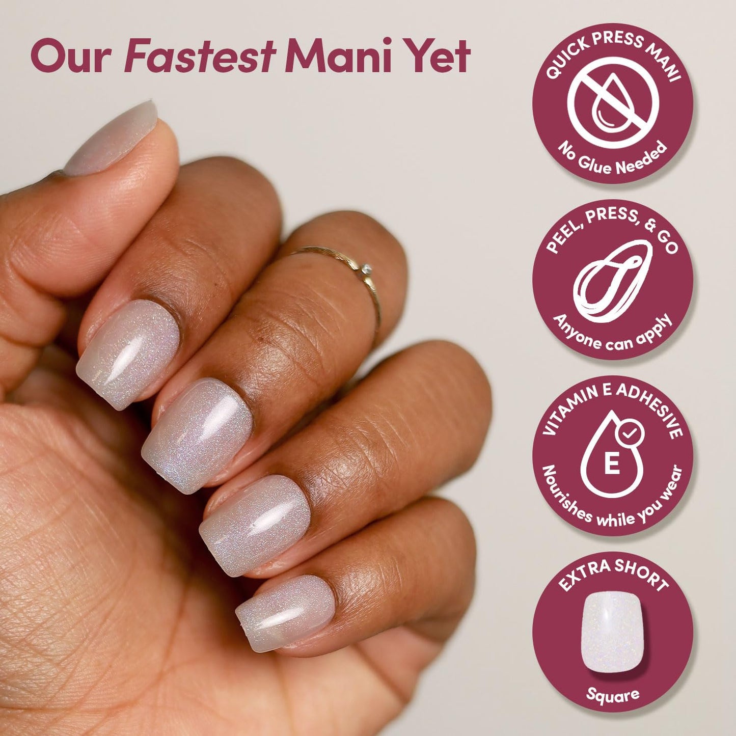 Glamnetic Quick Press Mani Bundle - No Glue Press On Nails, Just Peel and Stick | Daydream Veil & Velvet French | Mess Free Salon Quality Stick On Nails | Square & Round Extra Short Nails