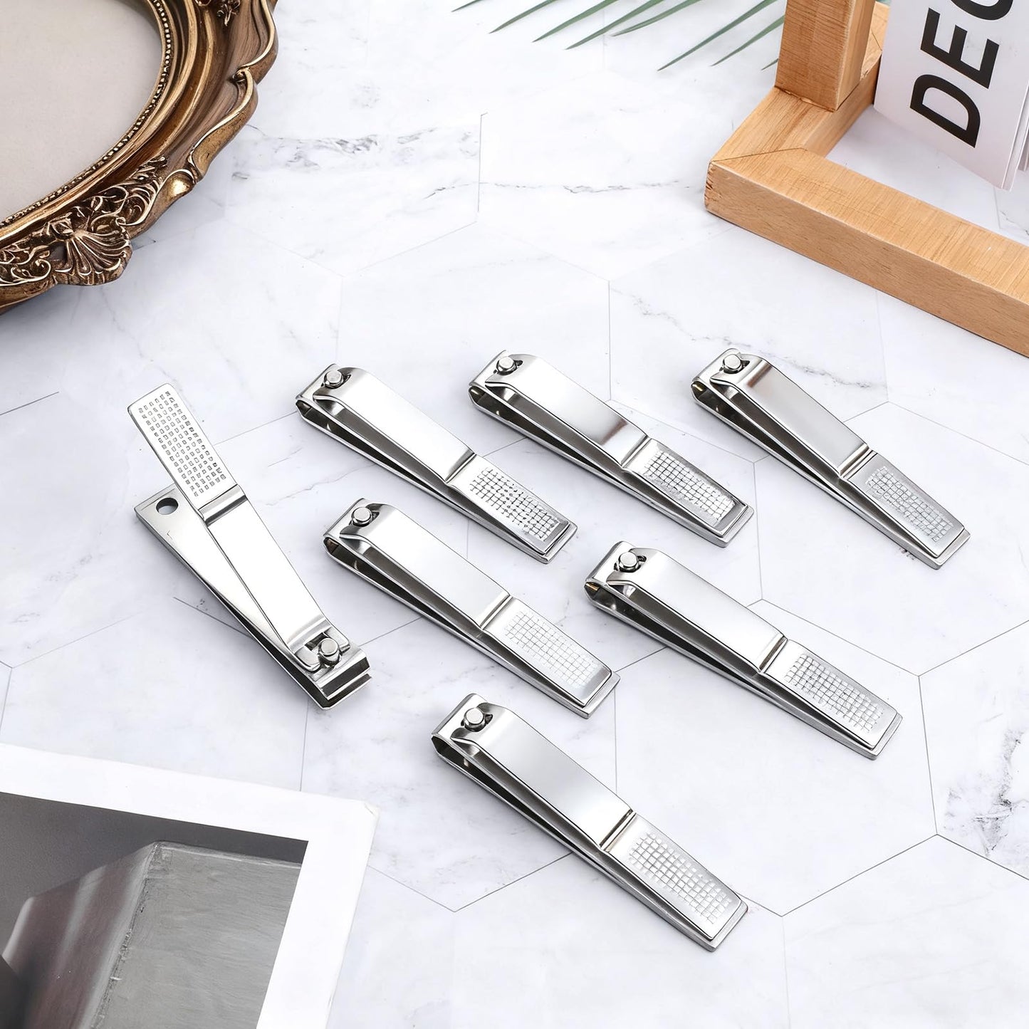 12 Pieces Straight Nail Clippers for Thick Nails Large Stainless Steel Toenail Clippers Heavy Duty Stainless Steel Edgy Nail Cutters for Men Women, Silver