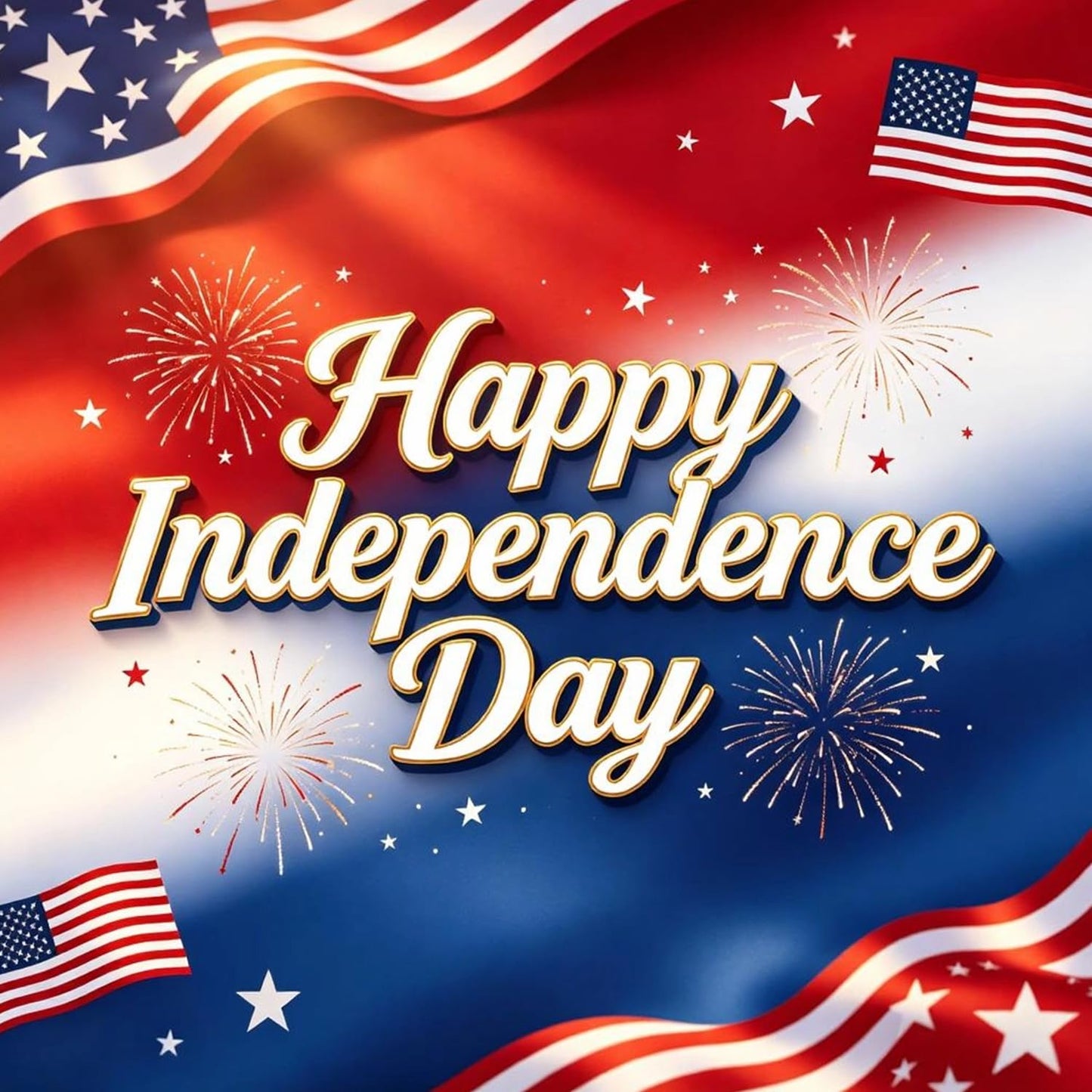 Independence Day Press on Nails Short Square Acrylic Nail Gradient American Flag with White Stars Glitter Fake Nails Patriotism 4th of July Press Ons Artificial Fingernails for Women Festival Manicure