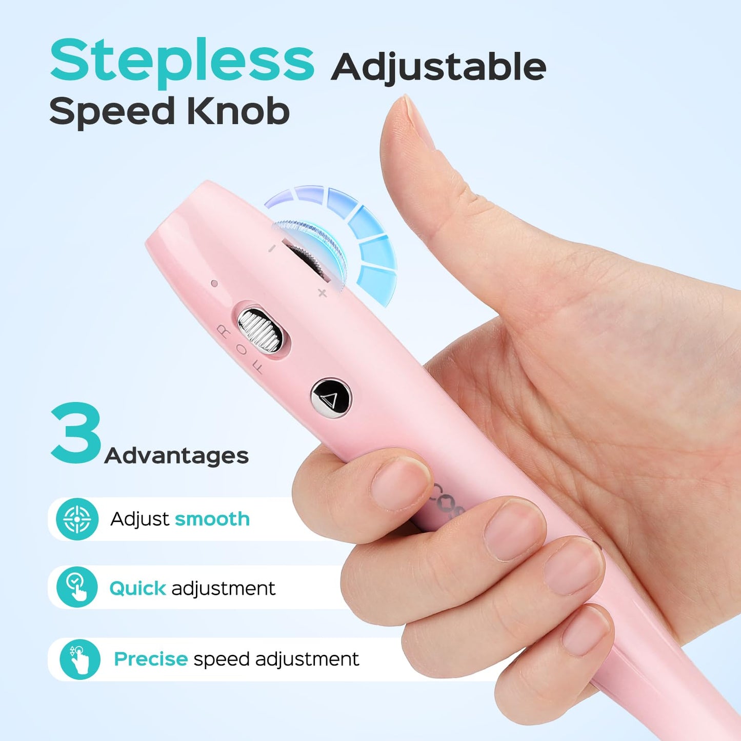 COSLUS Cordless Nail Drill Electric File for Acrylic Gel Dip Powder Nails Portable and Professional Nail Drill Kit with Stepless Speed Knob Pink