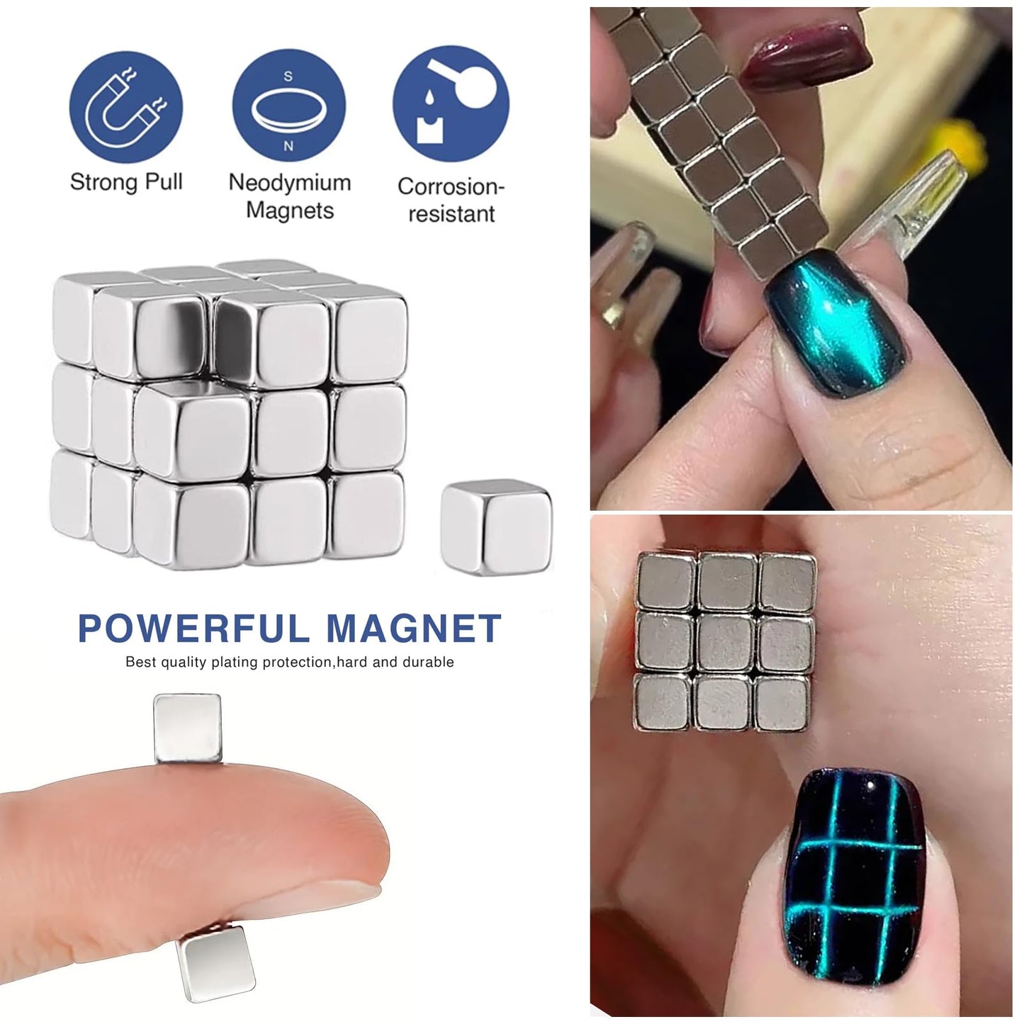 HYWWPFLAY 38 PCS Cat Eye Magnet For Nails Cat Eye Gel Nail Polish Magnet 3 IN 1 Cat Eye Magnetic Nail Polish Wand Multifunctional Nail Art Magnet Manicure Design Tools DIY Salon Accessories
