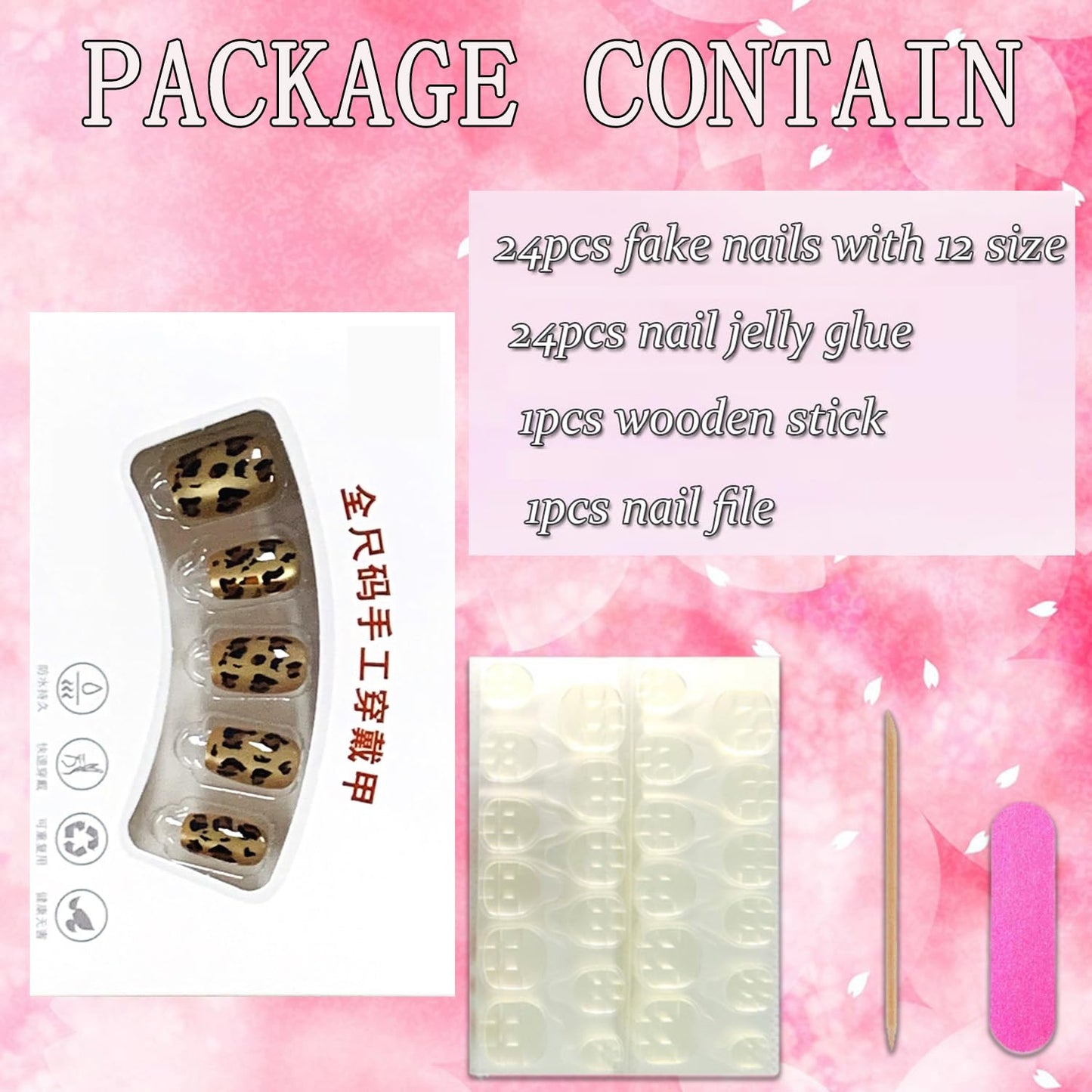FIEONCIY Press on Nails Short Square Shaped Glossy Full Cover Square French False Nails with Designs Artificial Short Square Fake Nails with Charms Glue Stick ons Fingernails for Women Girls(MJ731)