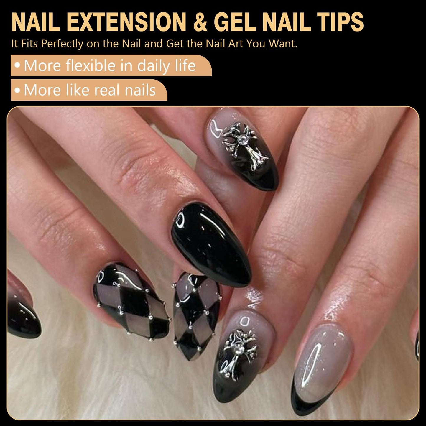 Cycullinyt 600pcs Sculpted Medium Almond Soft Gel Nail Tips, Professional False Nail Tips with Box - 14 Sizes Full Cover Clear Acrylic Press On Fake Nails for Extension Manicure Salon DIY at Home