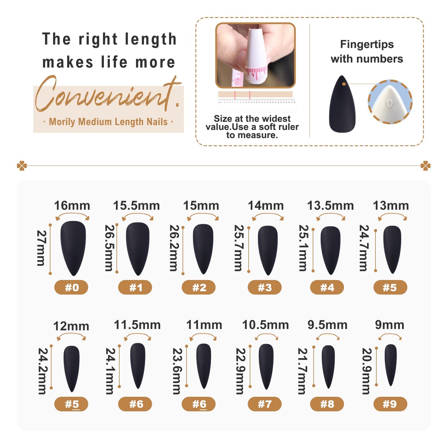 Morily Press-On Nails Bundle | Black Stiletto Matte & Black Stiletto Flame | 24Pcs Each Set, Medium Length Long False Fake Nails