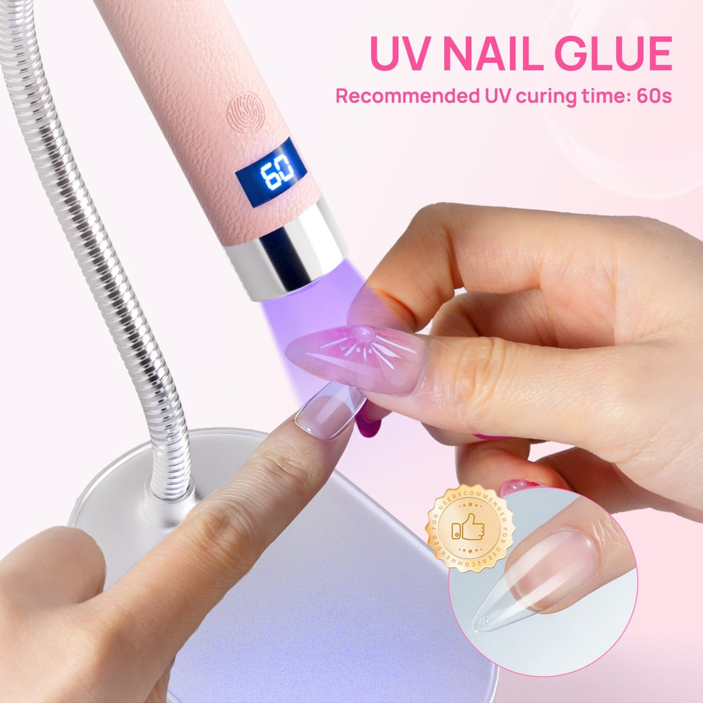 Krofaue Kids Nail Art Bundle, 40g Solid UV Curing Nail Glue Gel + 240PCS Extra Short Almond Soft Gel Nail Tips, 12 Sizes Full Well Clear Fake Nails Manicure Kit for 9-12 Years Old Girls, Home DIY