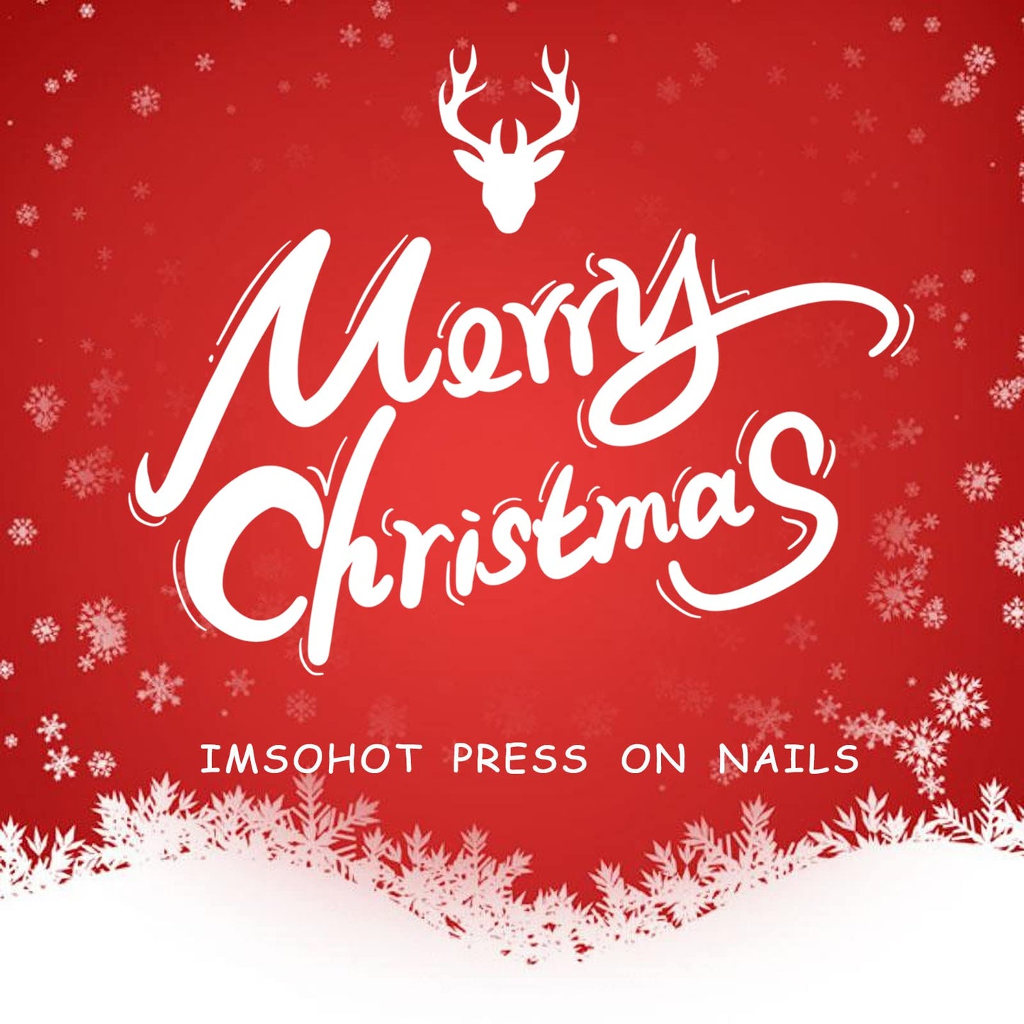 IMRAIN Christmas Press on Nails Short Square Fake Nails Glossy Glue on Nails Full Cover Artificial Christmas Tree Designs Nude Cute Gel False Nails for Women Girls 24Pcs
