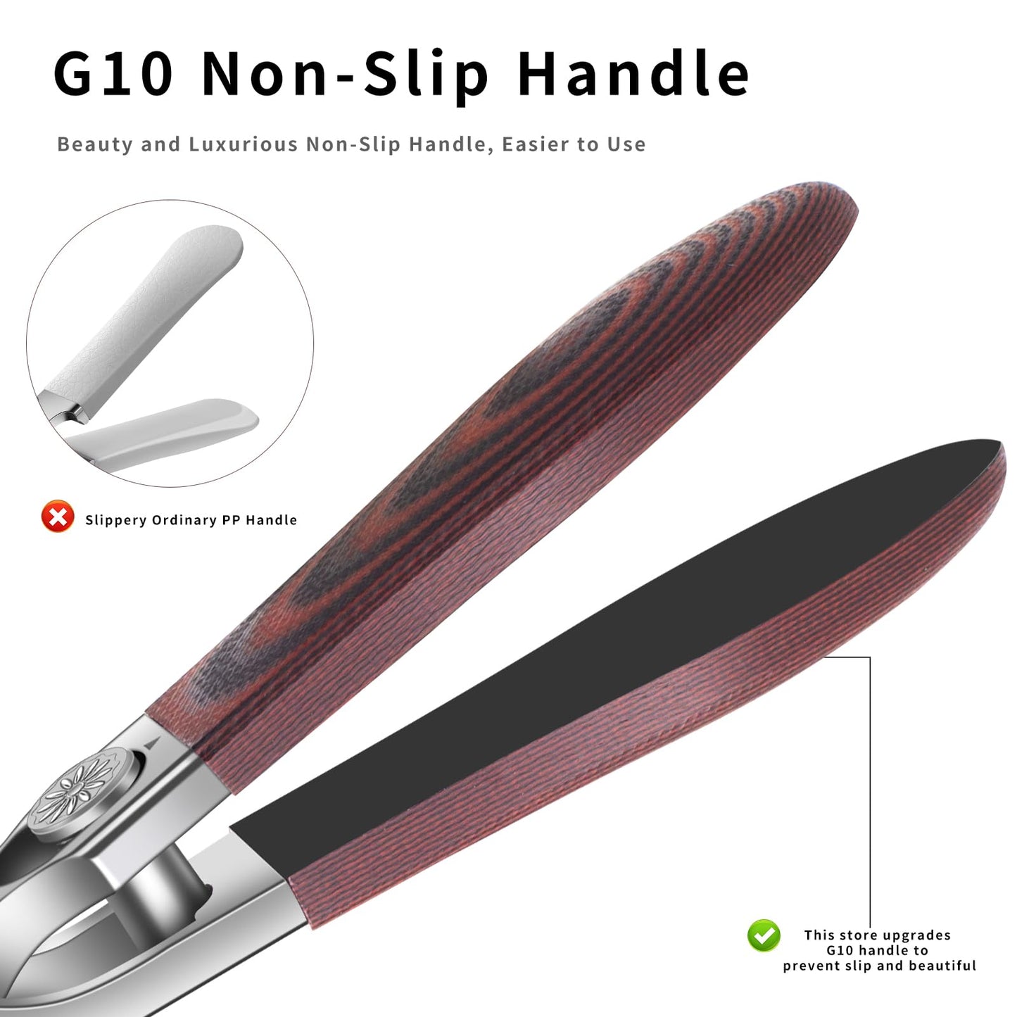 Professional Stainless Steel Cuticle Nippers for Manicurists, Safe Lock Cuticle Trimmer with G10 Non-Slip Handle and Splash Guard for Salon and Travel (Oval Red D)