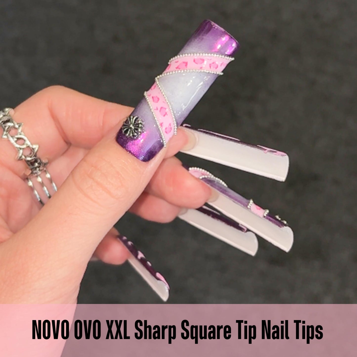 NOVO OVO XXL Square Nail Tips Matte - 240Pcs Pre-Etched Soft Gel Press on Nails, No File Needed Full Cover False Nails for Acrylic, Thickened 2XL PMMA Extension Kit (15 Sizes, Frosted Clear)