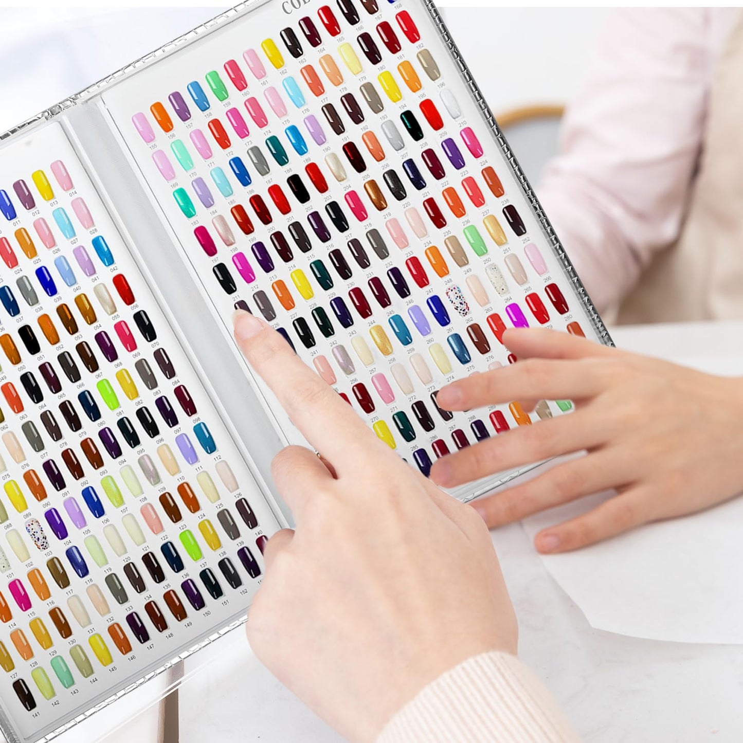 vnjaoi 308 Nail Polish Swatches Book Leather Nail Color Display Book,UV Gel Polish Book Nail Painting Practice Design Board, Fake Tips Nails Sample Display Nail Art for Nail Salons