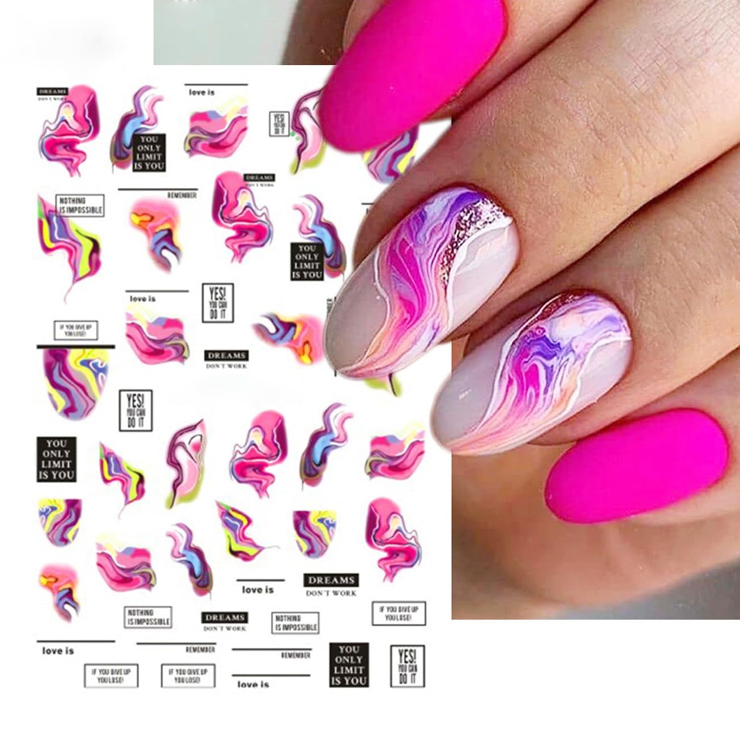 DANNEASY 36 Sheets Varied Nail Art Stickers, Butterfly Flower Letter Star French Tips Gold Nail Decals Self-Adhesive Nail Design Stickers Colorful Nail Stickers for Nail Art Women Kids
