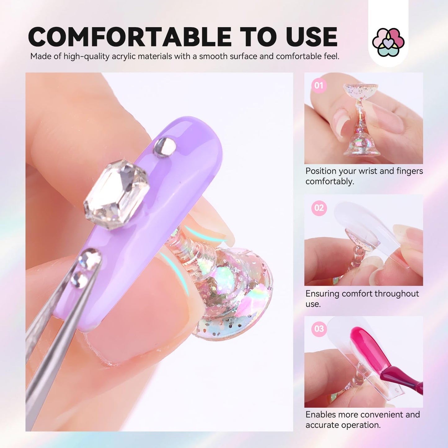 SAVILAND U V Nail Lamp Stand: Sturdy Only U V Light Stand for Gel Nails Polish 360° Adjustable Magnetic Nail Stand for Press On Nails Display Strong Magnet Fake Nail Holder