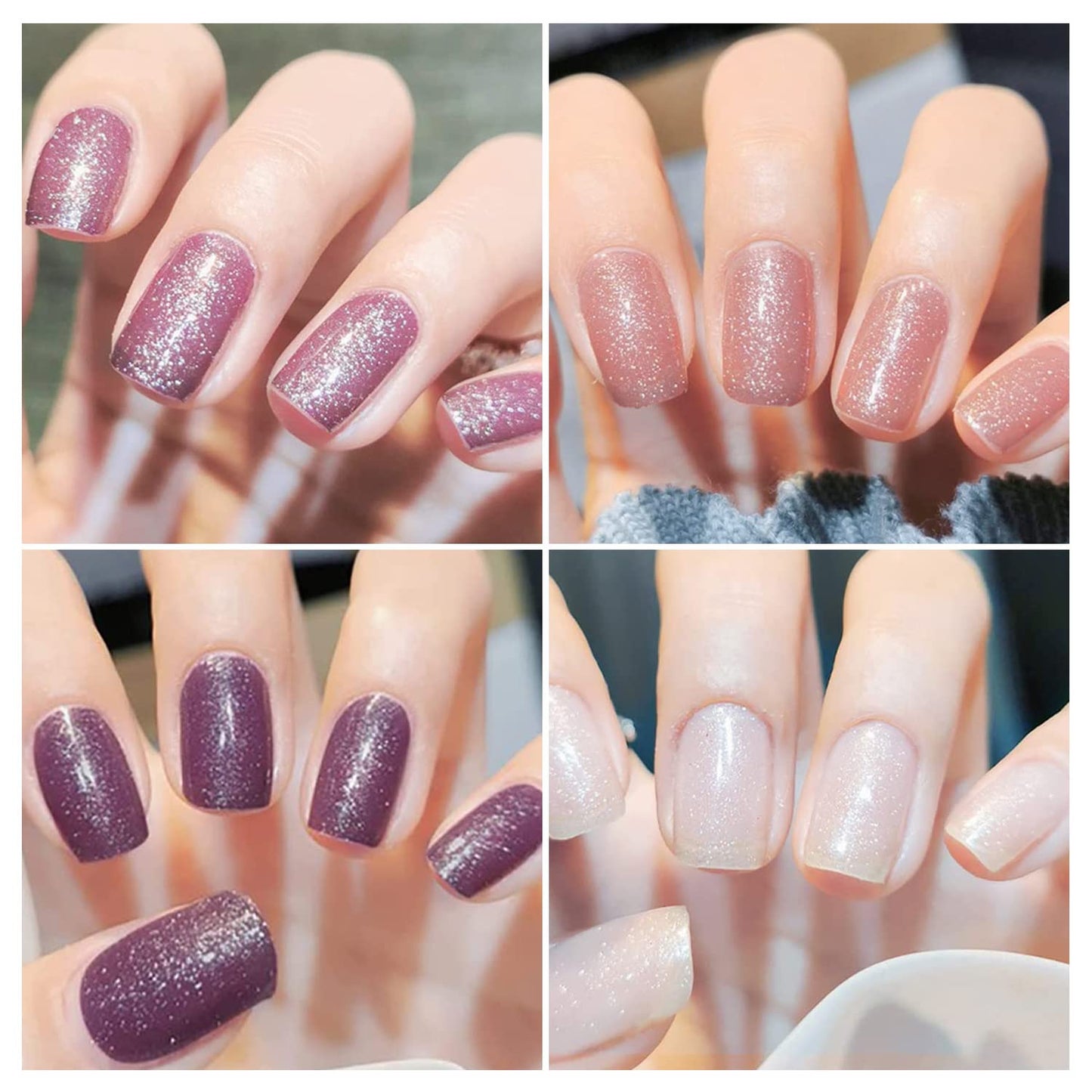 DANNEASY 24 Sheets Glitter Gradient Nail Polish Strips Full Nail Wraps Adhesive Nail Polish Stickers for Women Girl Nail Gel Strips with 1pc Nail File, Cuticle Stick