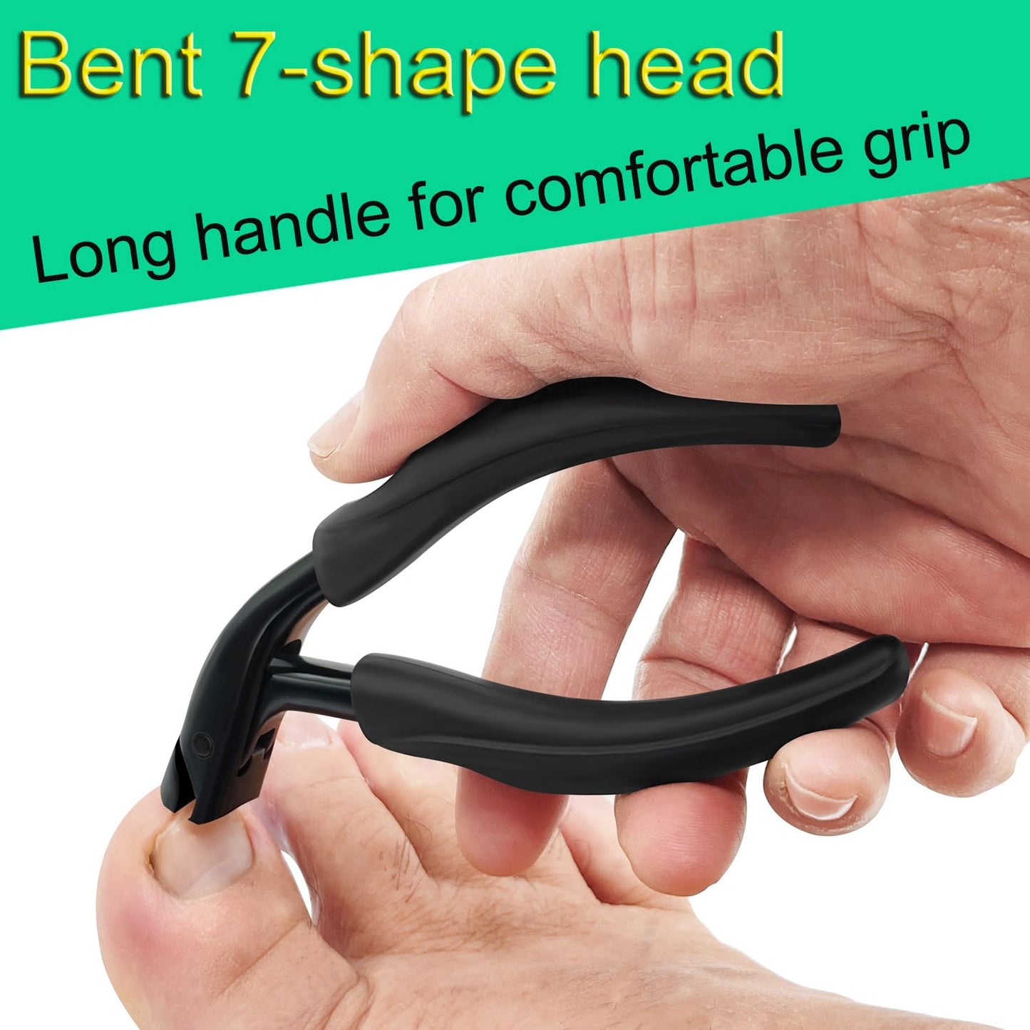 BAISIBANG Curved Head Toenail Clippers for Seniors for Thick Toenails,Professional Non-Slip Long Handle Angled Toenail Clippers with Catcher, Durable Toe Nail Cutters Trimmers for Men Women