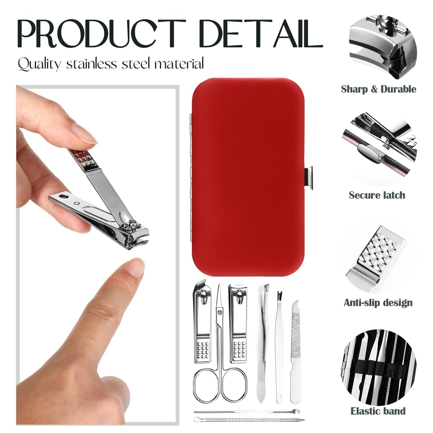 WILLBOND 50 Sets Manicure Set Bulk Gifts for Father's Day, 8 in 1 Nail Clippers Kit with Travel Case, Nail Care Kit Stainless Steel Pedicure Grooming Tools for Family(Classic Style)