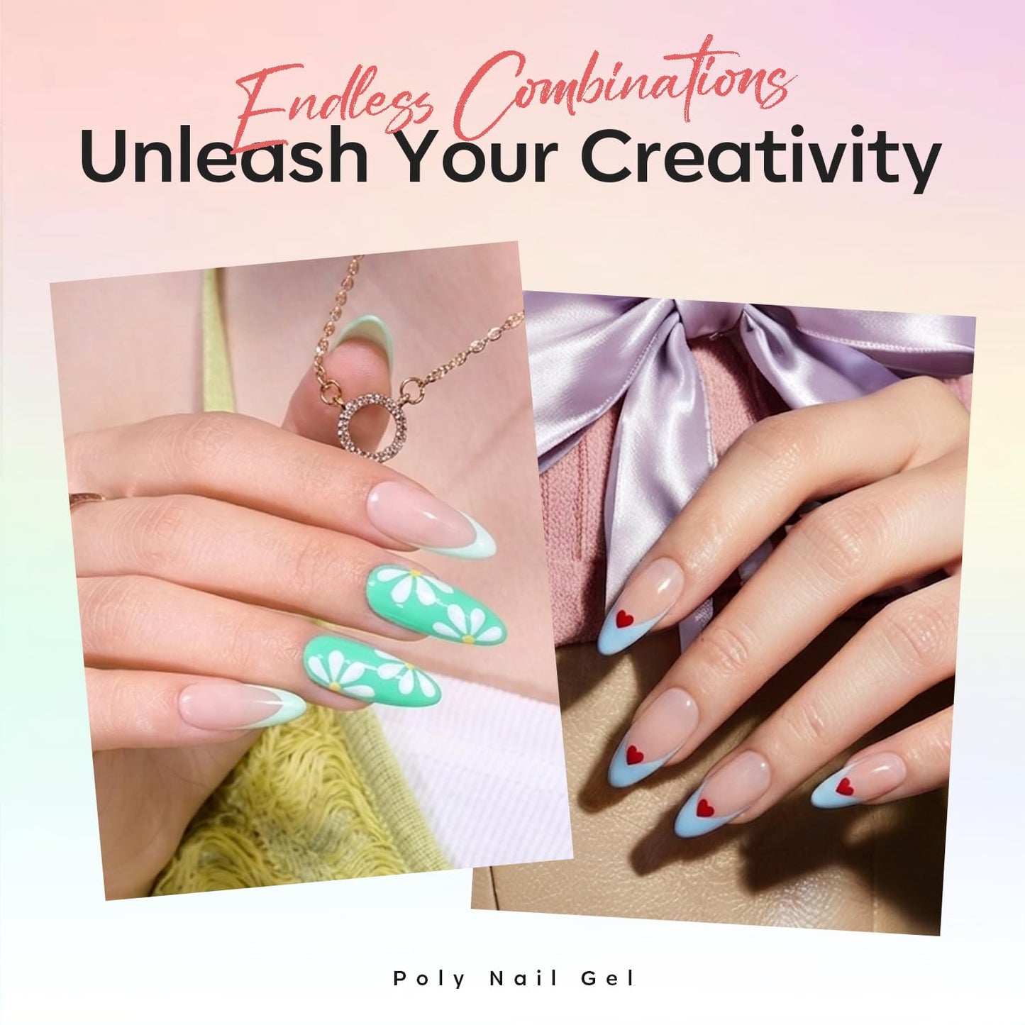 modelones Poly Nail Gel Set, 6 Colors Forever Young Collection Turquoise Purple Blue Neon Yellow Hot Pink Poly Extension Builder Gel Nail Spring Hot Summer French Manicure DIY
