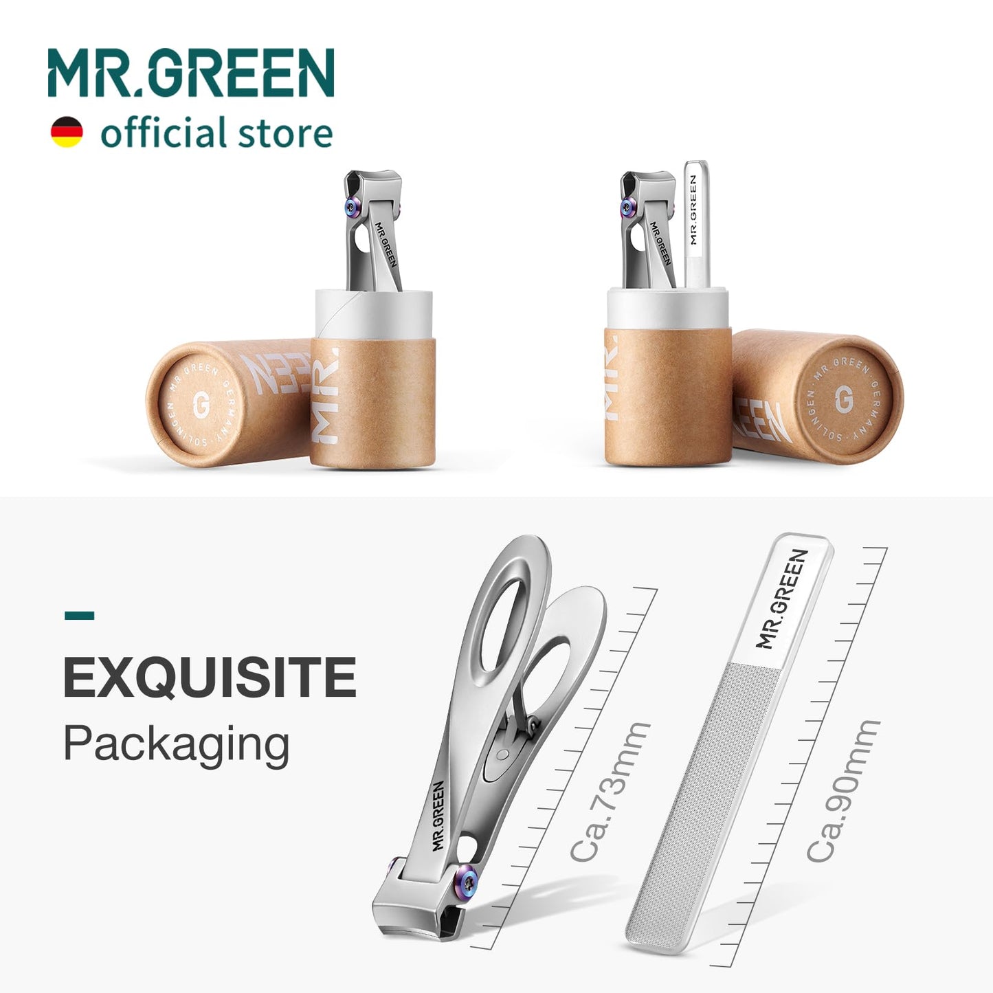 MR.GREEN Nail Clippers Wide Jaw Opening Stainless Steel Fingernail Clipper Thick Hard Toenail Cutter Manicure Scissors Tools (Nail Clipper (Medium)+Nail File)