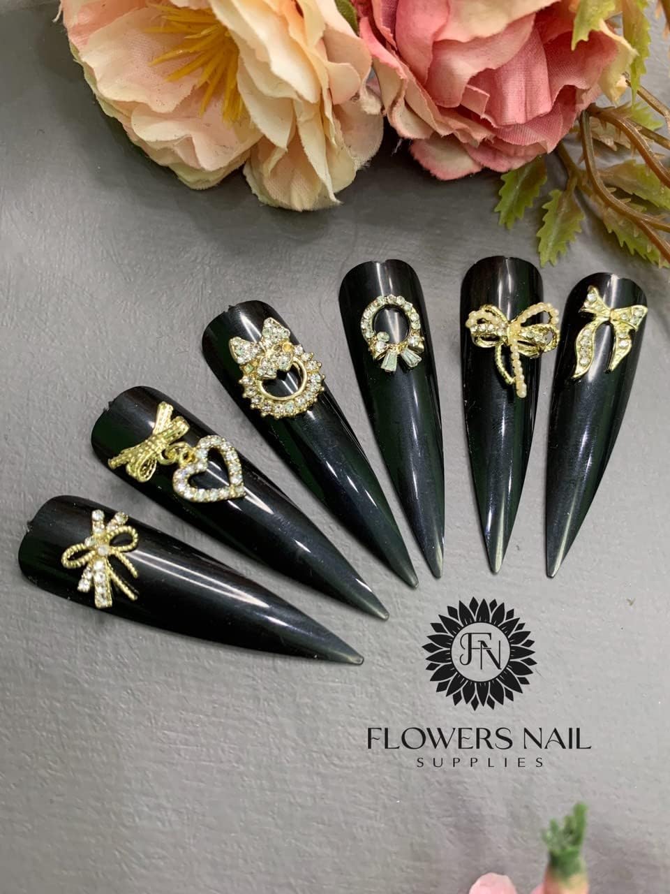 42 Pieces 3D Nail Bows Charms Rhinestones 3D Nail Charms Nail Bow Charms Alloy Pearl Bowknot Nail Accessory for Women Girls Nail Salon DIY Nail Decorations