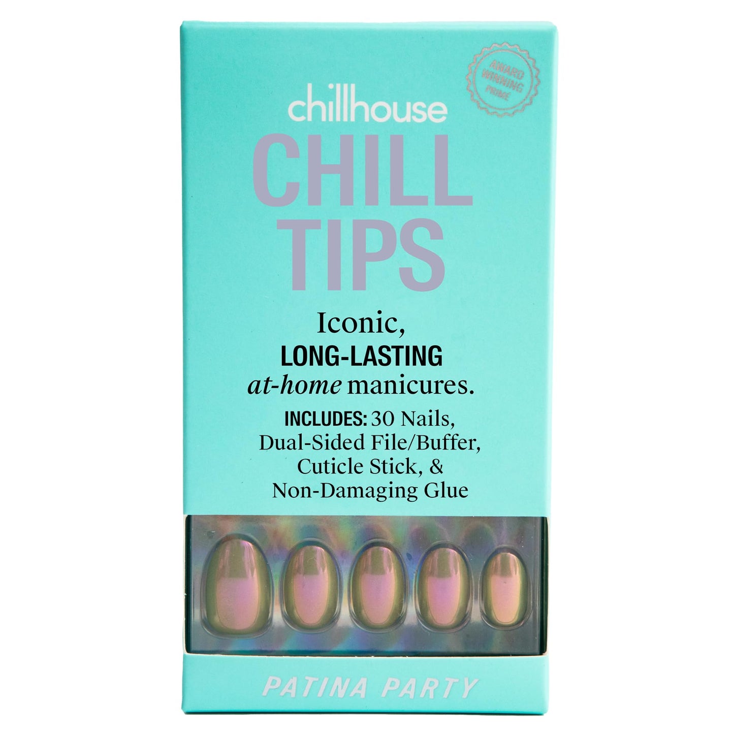 Chillhouse - Chill Tips, Press on Nails Kit - Patina Party (Oval) - 30 Nail Shapes & Sizes - Up to 2 Weeks of Wear - Customizable Fit - Reusable - Latina Founded & Women Owned - Beauty & Self Care
