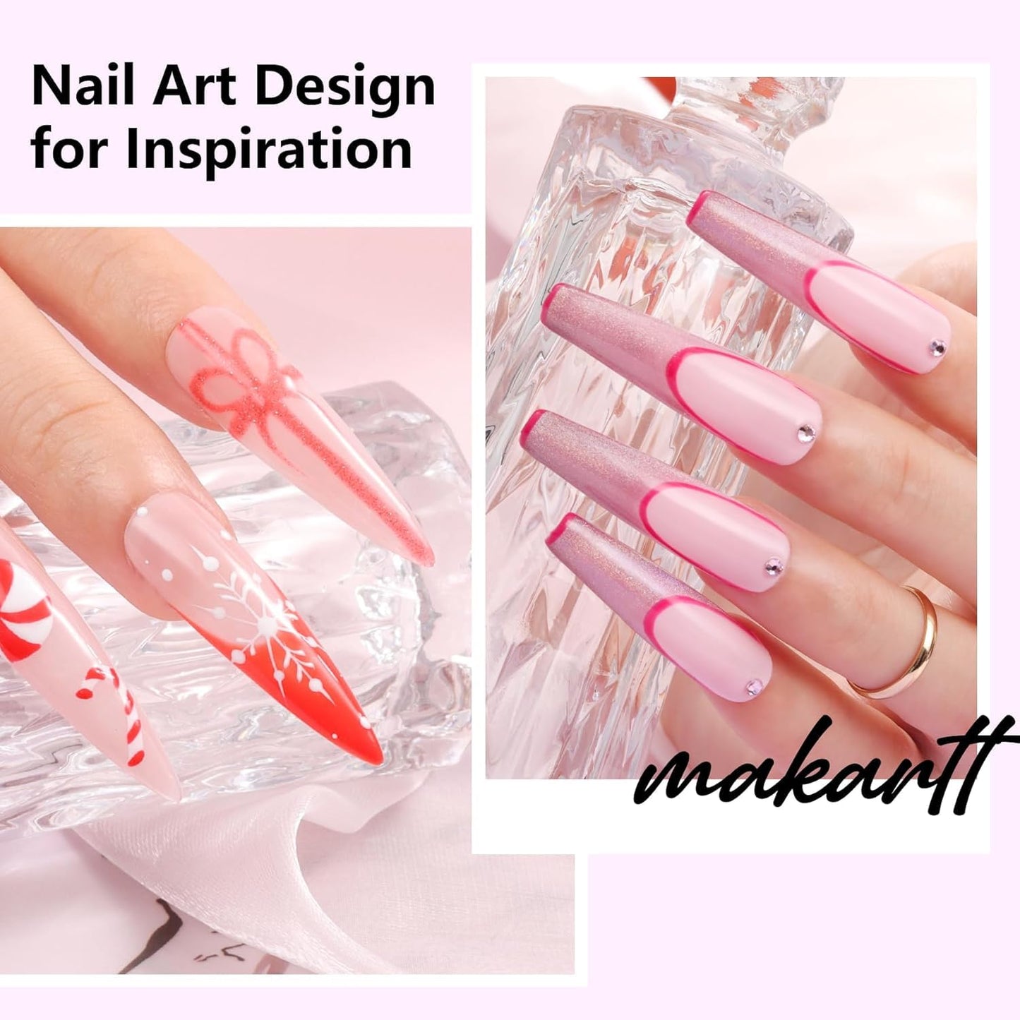 Makartt Nail Art Brushes Set: 5pcs Liner Brushes 7/9/11/15/25mm Thin Nail Art Design Brush with Cap Nail Polish Brush for Builder Gel 3D Nail Gel French Tip Tool Nail Painting