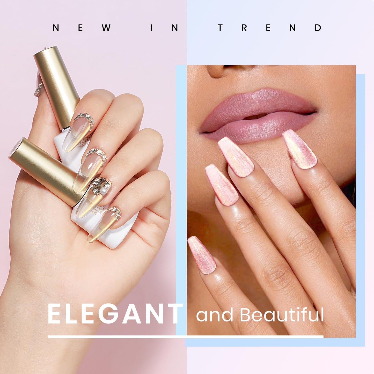 MIZHSE Cat Eye Gel Nail Polish Set, 6 Colors Dawn Ceramic Magnetic Gel Polish with Magnet Stick, Trendy Salon French Nail Polish Kit DIY at Home Gift Set for Women