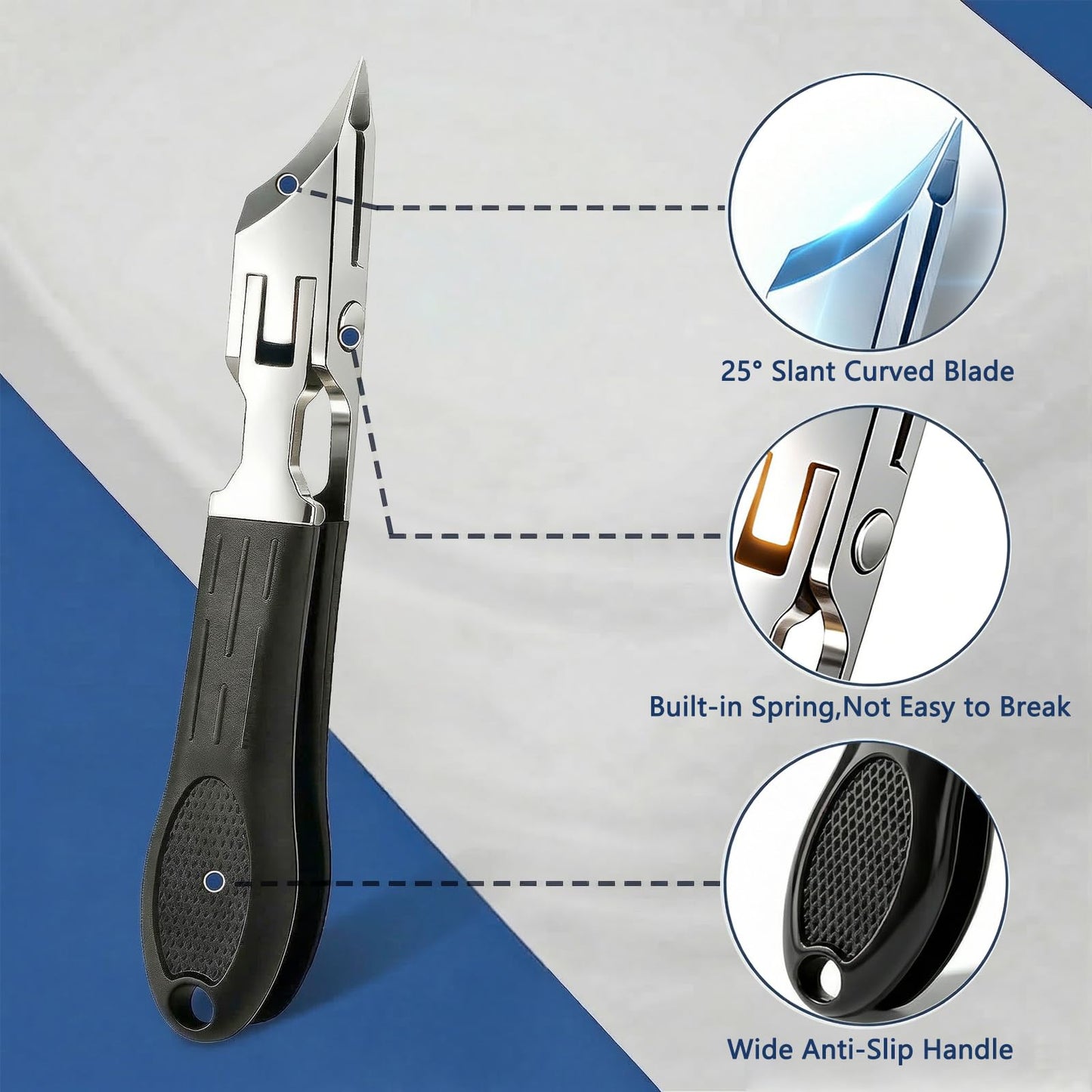 Toenail Clippers for Seniors Thick Toenails, Eagle Beak Slanted Nail Cutter & Angled Head Toe Nail Clippers Set, Stainless Steel Heavy Duty Ingrown Nail Cutter with Wide Jaw for Men Women