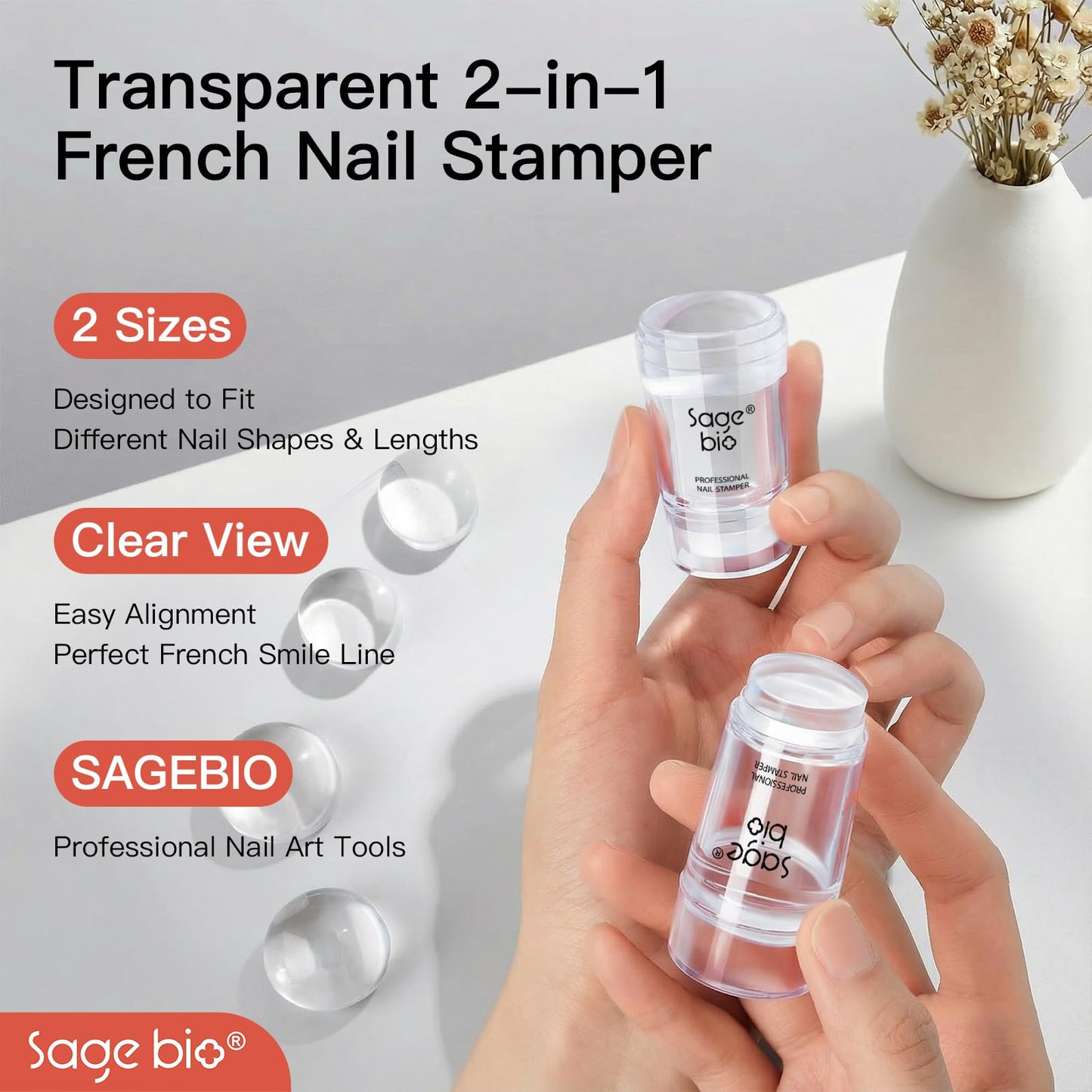 SAGEBIO Christmas Nail Stamping Kit – Silicone Nail Art Stamper with Clear Jelly Head & Christmas Pattern Steel Plate, 05