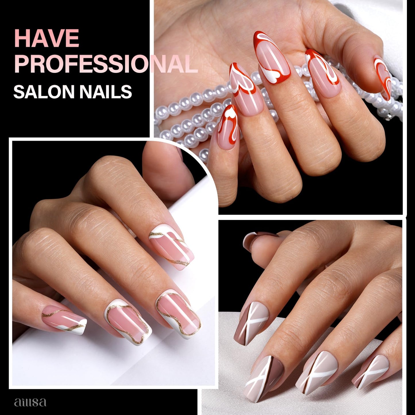AILLSA Medium Coffin Nail Tips - Full Cover Half Matte Nail Tips 240pcs Pre-filed False Nails Tips, Press on Acrylic Nails for Manicure
