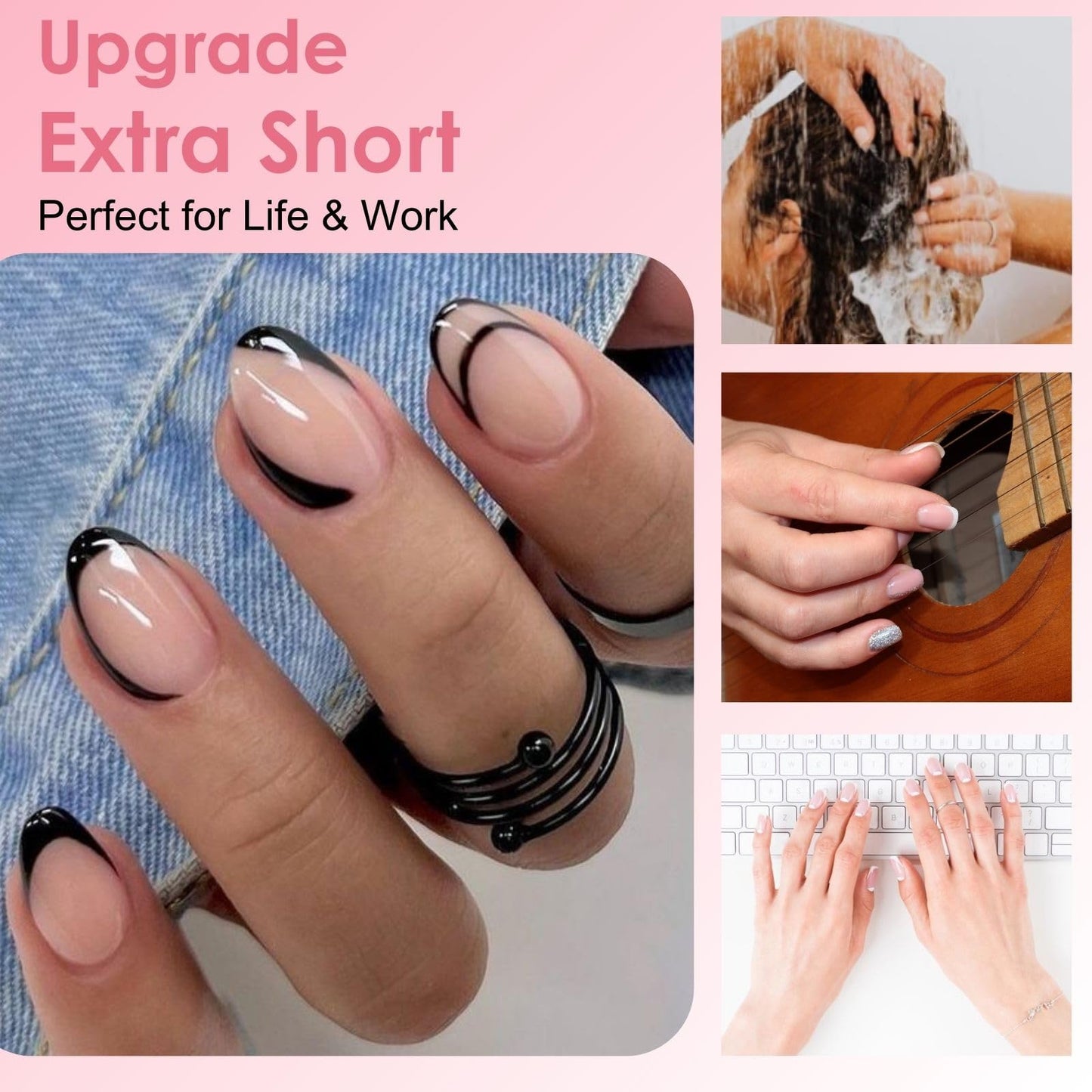 Extra Short Almond Nail Tips, SINOKAME No File Gel Nail Tips with Tip Primer Cover, Almond Clear Gel Press on Fake Nails Short for Nail Extensions,600Pcs 15 Sizes