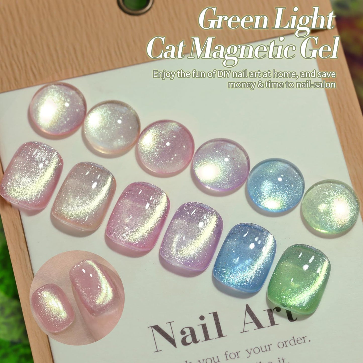 Born Pretty Cat Magnetic Eye Gel Nail Polish, Shimmer Glitter Holographic Auroas Gels Spring Summer Pink Green Blue Translucent, Gel Polish Set Manicure Salon Nails Art DIY at Home