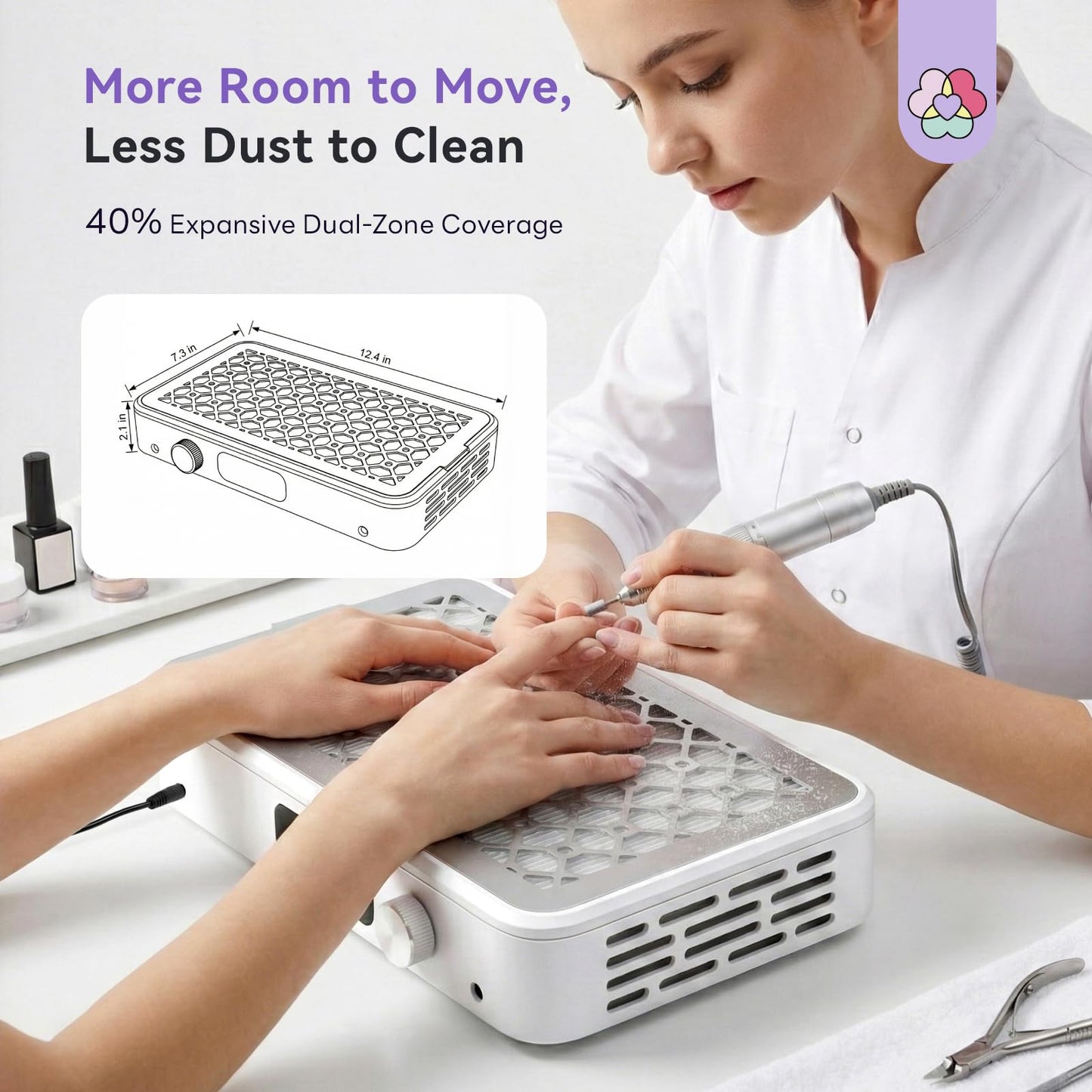 SAVILAND Pro Nail Dust Collector 2026: 1800Pa Dual Turbo Brushless Motor Dust Collector Nail Tech 5 Adjustable Speeds Powerful Collector Vacuum For Acrylic Nail Removal Quiet Salon Nail Desk Must Have