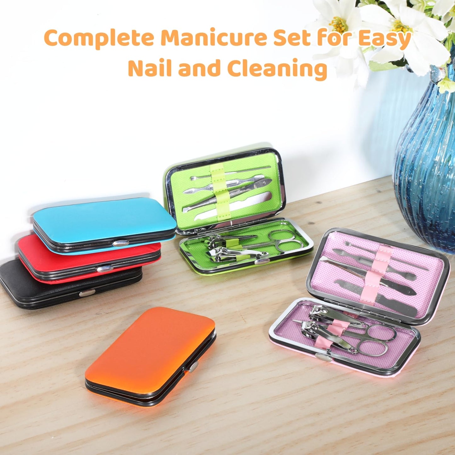 30 Sets Bulk Manicure Kit Nail Set Nail Clippers and Beauty Tools Portable Set Professional 7-in-1 Nail Care Kit with Stainless Steel Tools, Travel Case, Ideal for Mother’s Day Gifts (7-in-1)