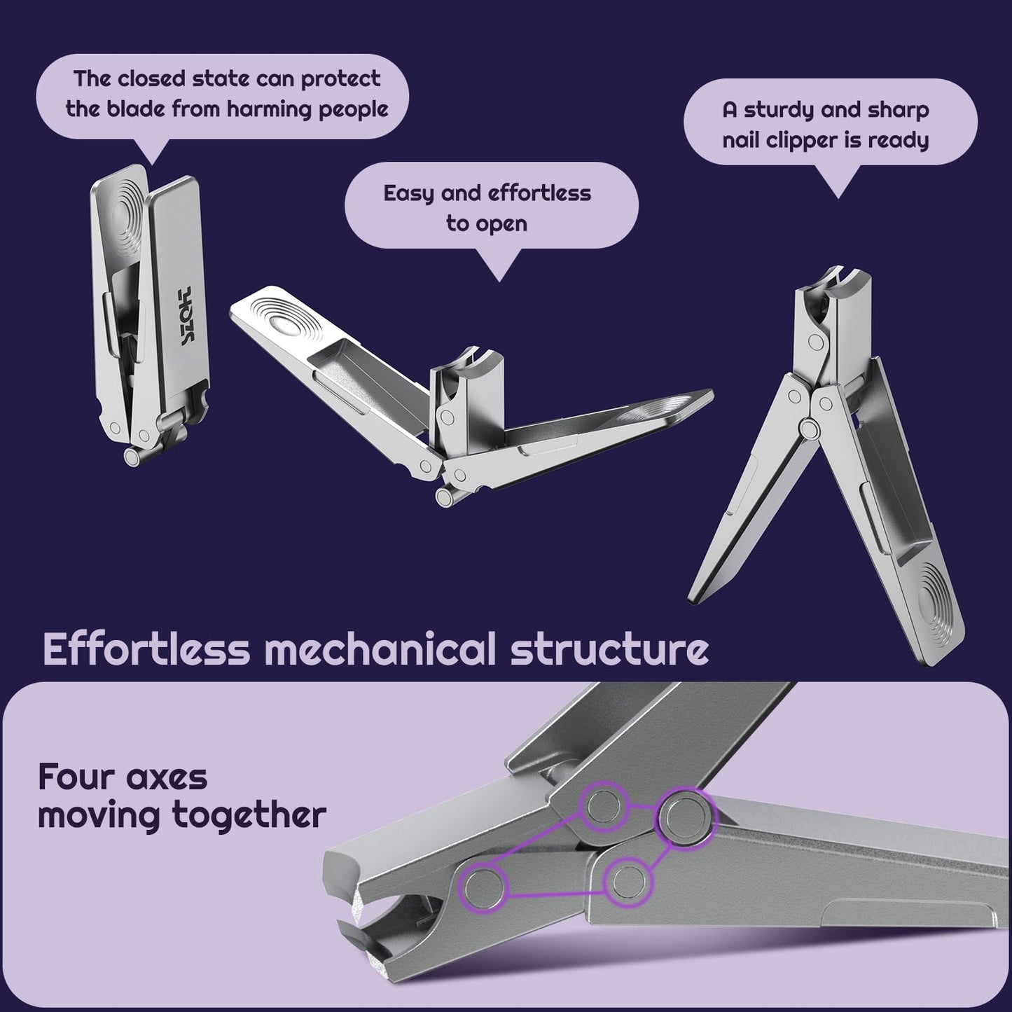 Toenail Clippers, SZQHT Foldable Nail Clippers for Thick Nails, Men, Women & Seniors – Heavy-Duty Stainless Steel German Design with Nail File,Toe Nail Clippers