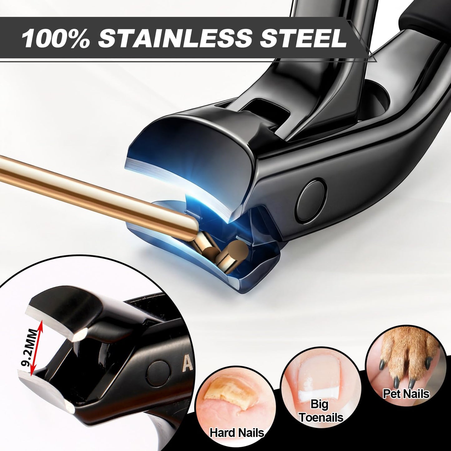 [A AEDOLL] Upgraded Toenail Clippers for Seniors, Ergonomic Long Handled Heavy Duty Nail Clippers for Thick Toenails and Fingernails, Wide Jaw Opening Toe Nail Clippers with Catcher