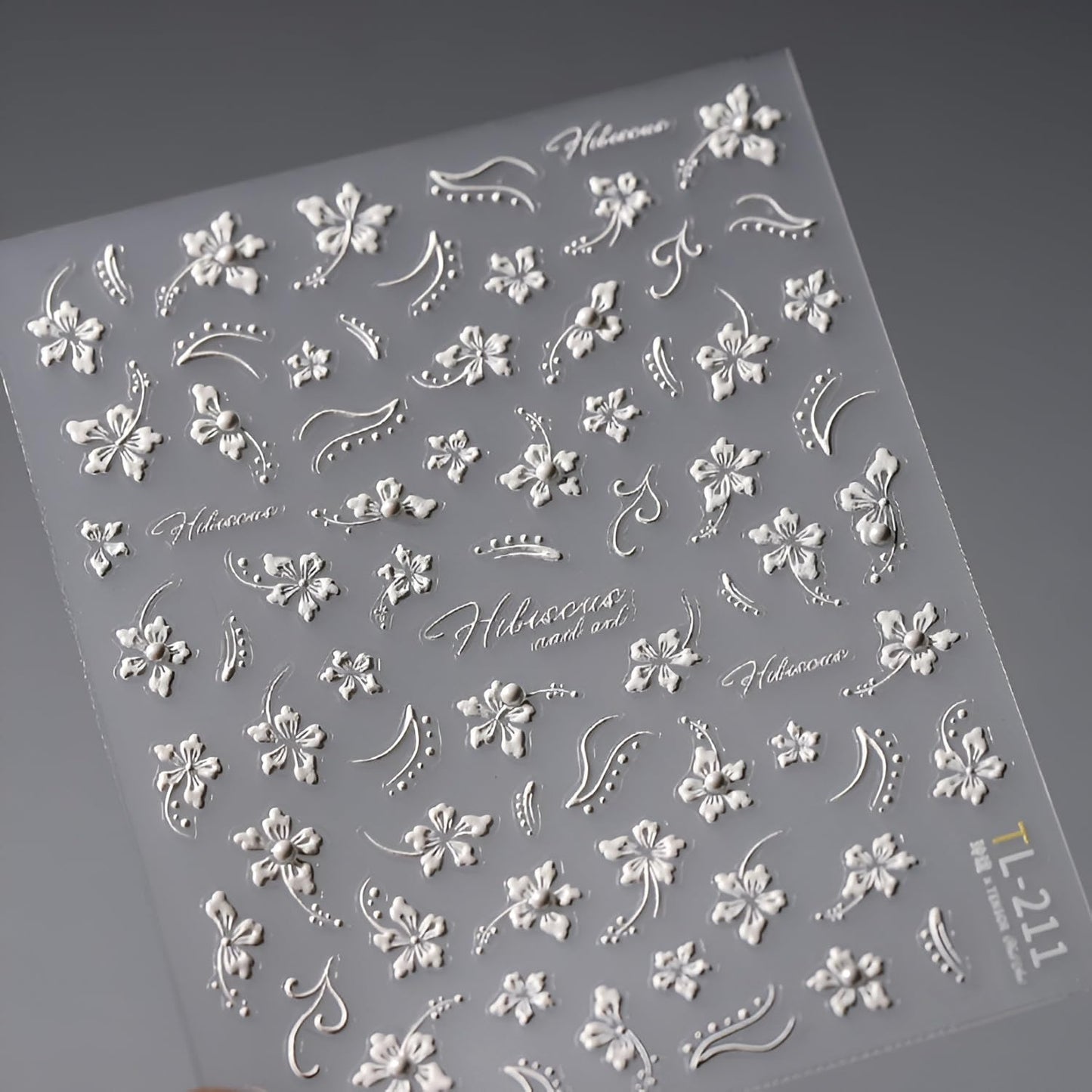 5D Embossed Nail Stickers for Nail Art Self Adhesive Spring Summer Nail Art Stickers White Flower Nail Decals Aurora Bow Star Nail Design for Women Girls