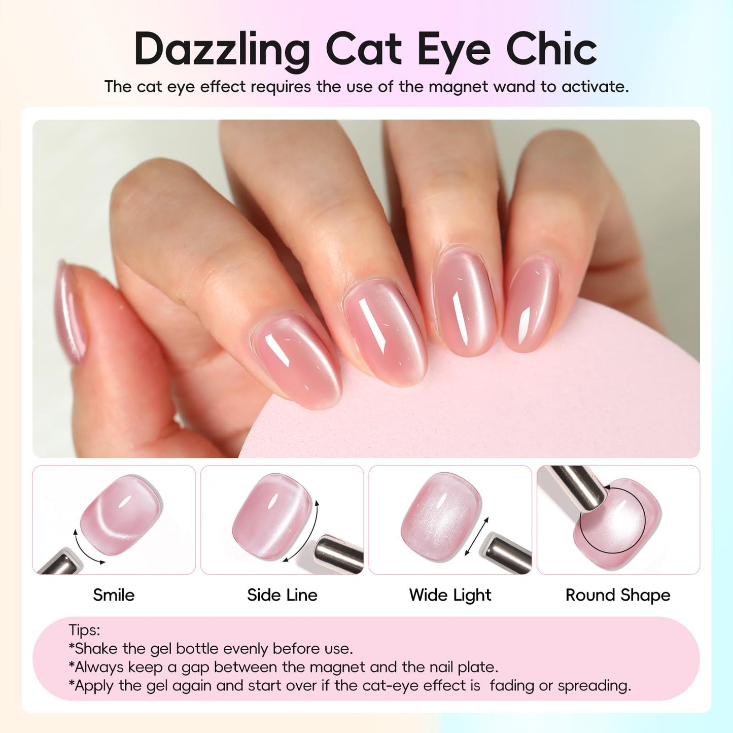 COSCELIA 20pcs Cat Eye Gel Nail Polish Set, 20 Spring Summer Colors Jelly Cateye Gel Polish with Magnet Collection Pink Milky Purple Blue Green Pink Magnetic Nail Polish Starter Kit Gifts for Women