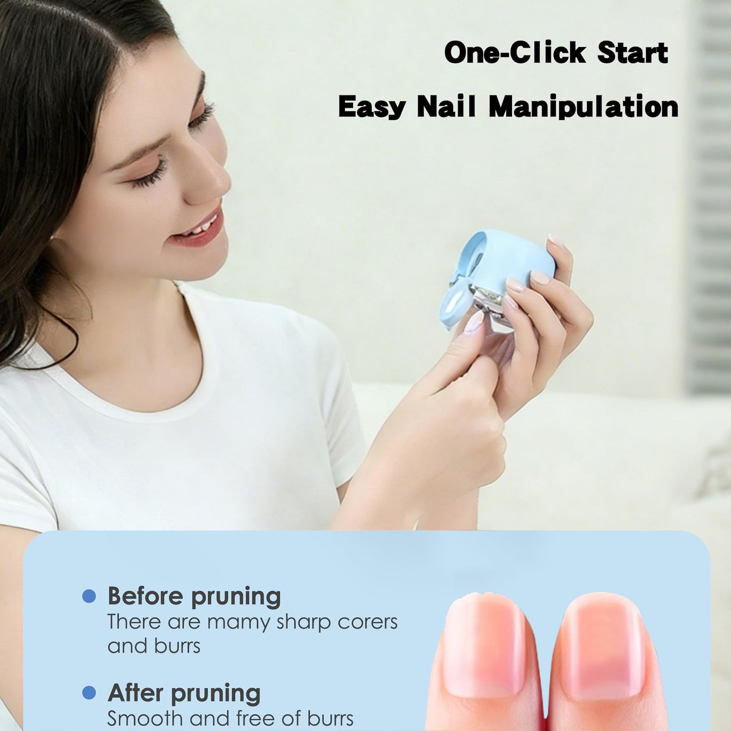 Electric Nail Clipper, Upgraded 4-in-1 Automatic Nail Trimmer with Magnifier, LED Light, Polisher & Dust Storage, 3 Speeds Nail File Clipper for Baby, Kids, Adults, Seniors, USB-C Low Noise (Blue)