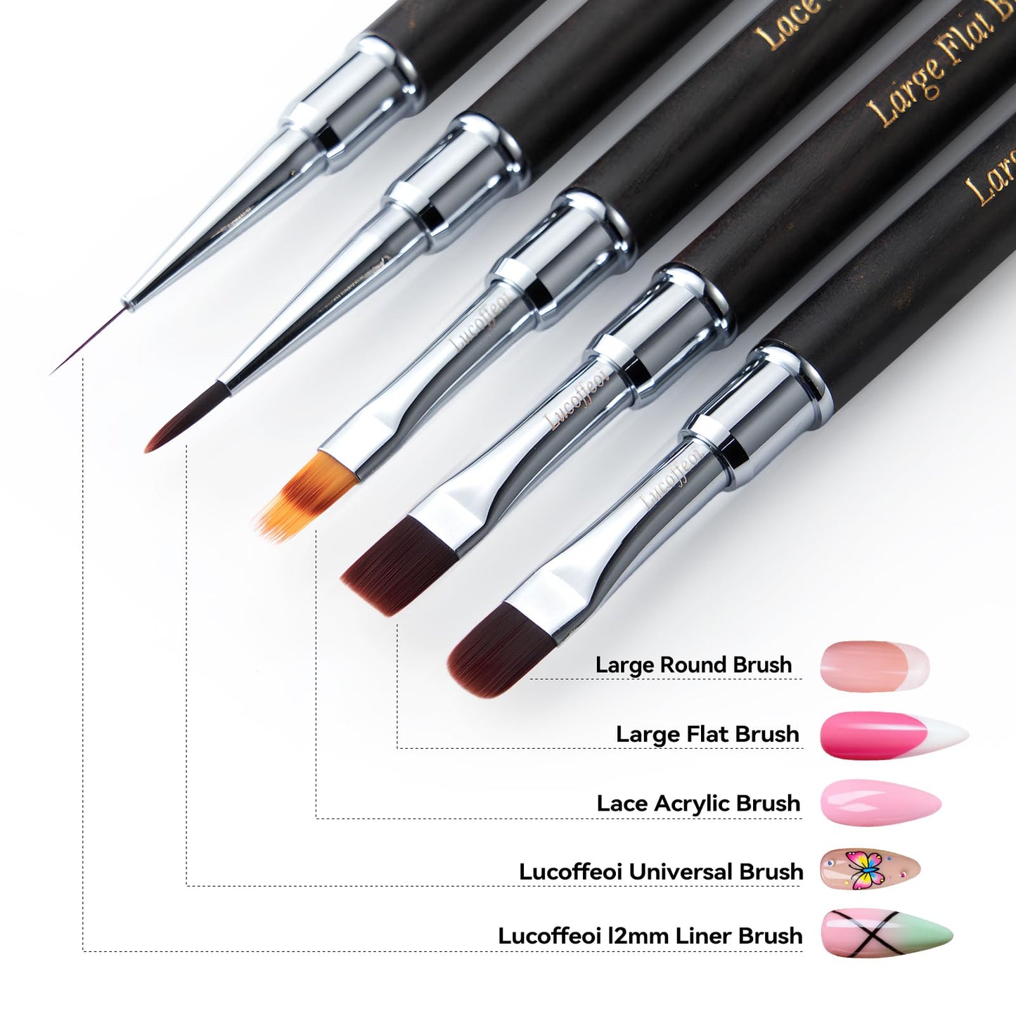 Lucoffeoi 12mm Nail Liner Acrylic Brush for French Tips-Precision Striper Brush for Nail Art