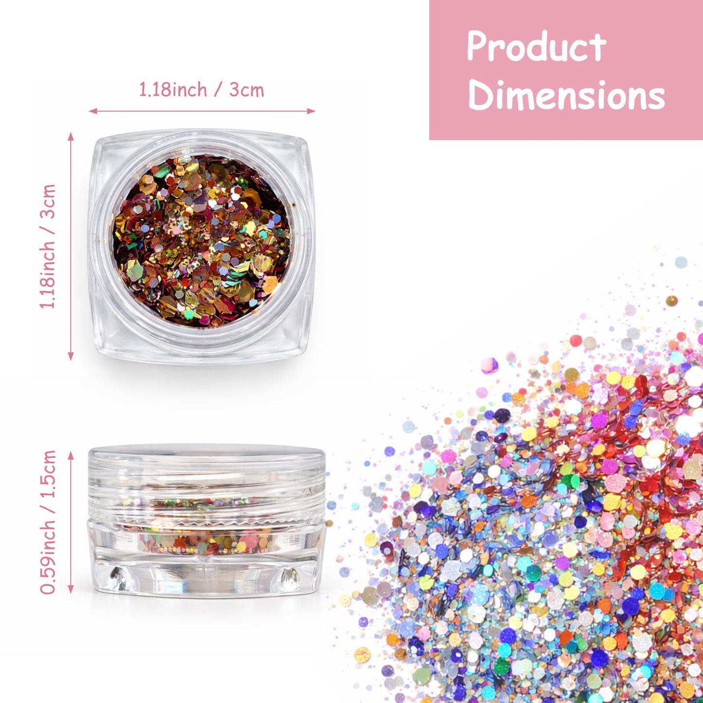 4-Color Iridescent Nail Glitter Set — Chunky Diamond Dust Foil Flakes for Gel Nails, Mermaid Makeup, Body & Resin Crafts
