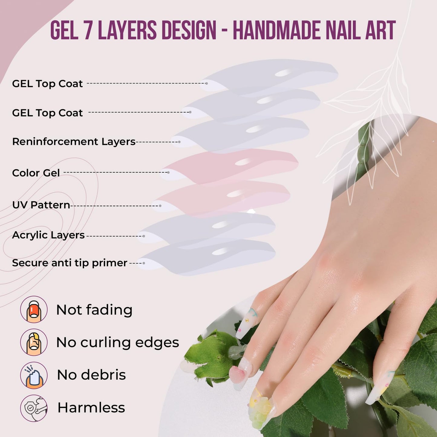 XODITO Fake Nails Set Y2K Long Square Matte 3D Candy Bear Love Decoration False Nail Tips, Press On Nails, Artificial Art Nails Finger Manicure for Women and Girls(CDJ0021-M)