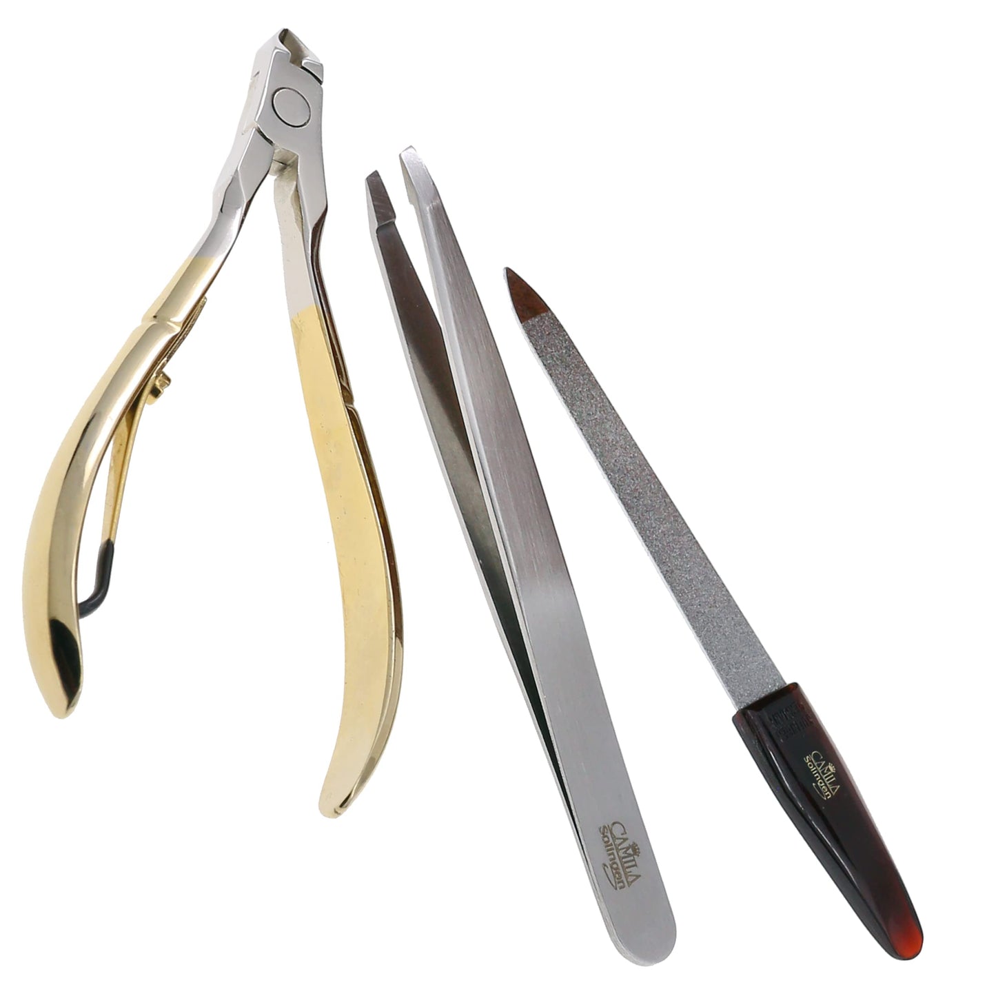 Camila Solingen CSK2 Pedicure and Manicure Set with Nail File, Cuticle Trimmer and Tweezers for Perfect Cuticle Care and for Nose and Eyebrow Hair Cutter, Perfect Pedicure Tools and Skin Tag Remover