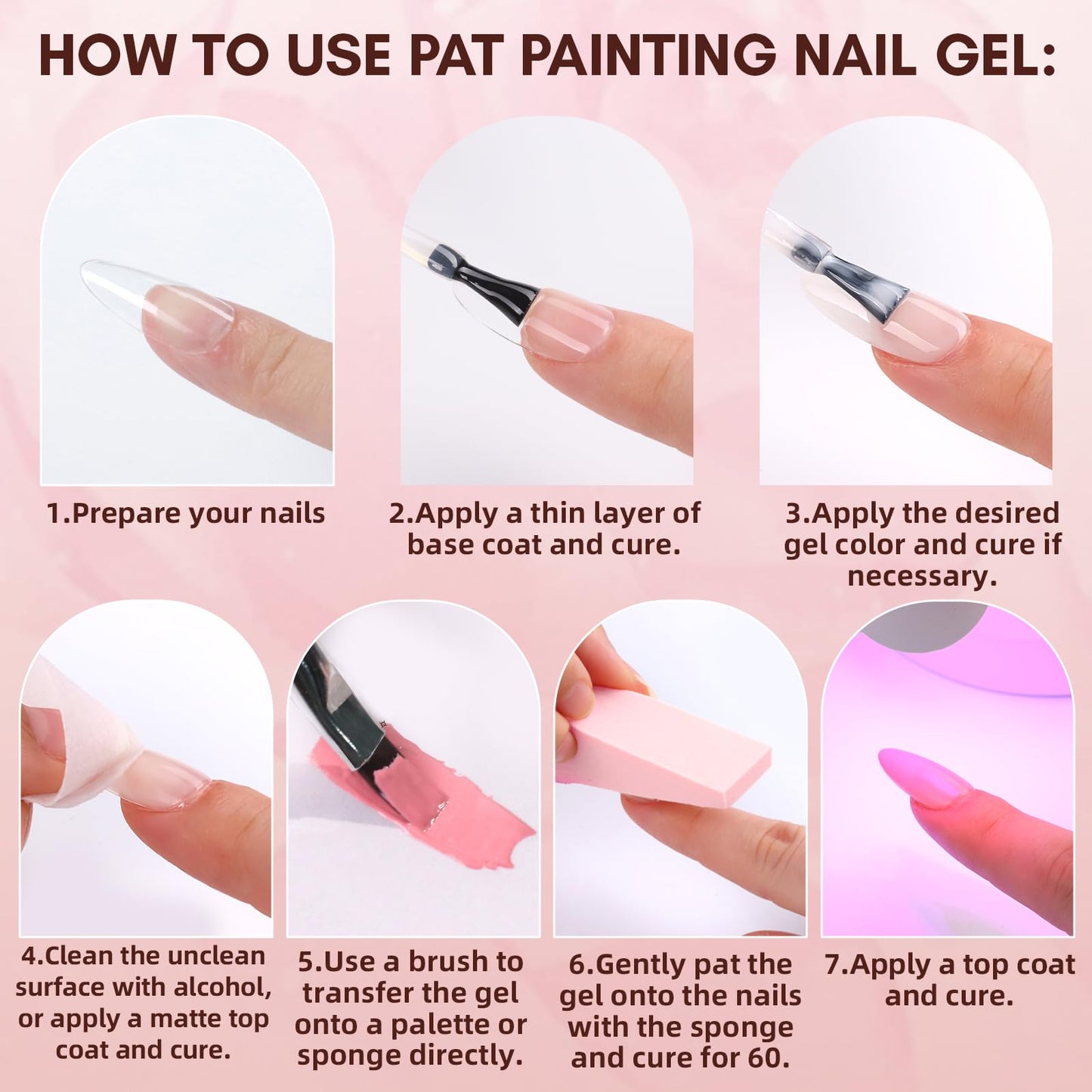 Makartt Ombre Gel Nail Polish Kit: 6 Colors Gradient Blush Effect, Upgrade Pat Painting Gel with Nail Sponge & Drawing Brush for Ombre Winter Manicure White Pink Brown Nude