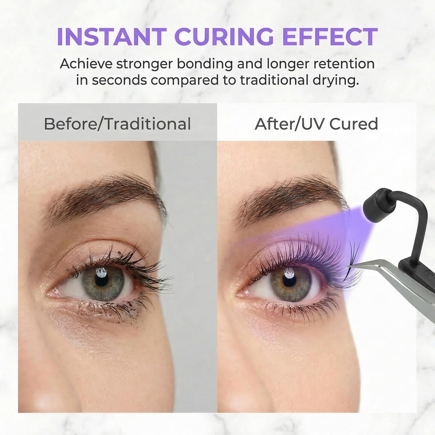 Led Uv Lash Lamp Flash Cure Light for Eyelash Extension,Eyelash Extension Tweezers with Gooseneck Light,for Eyelash/Nail Tech,Portable Mini Handheld Beauty Flash Cure Pen